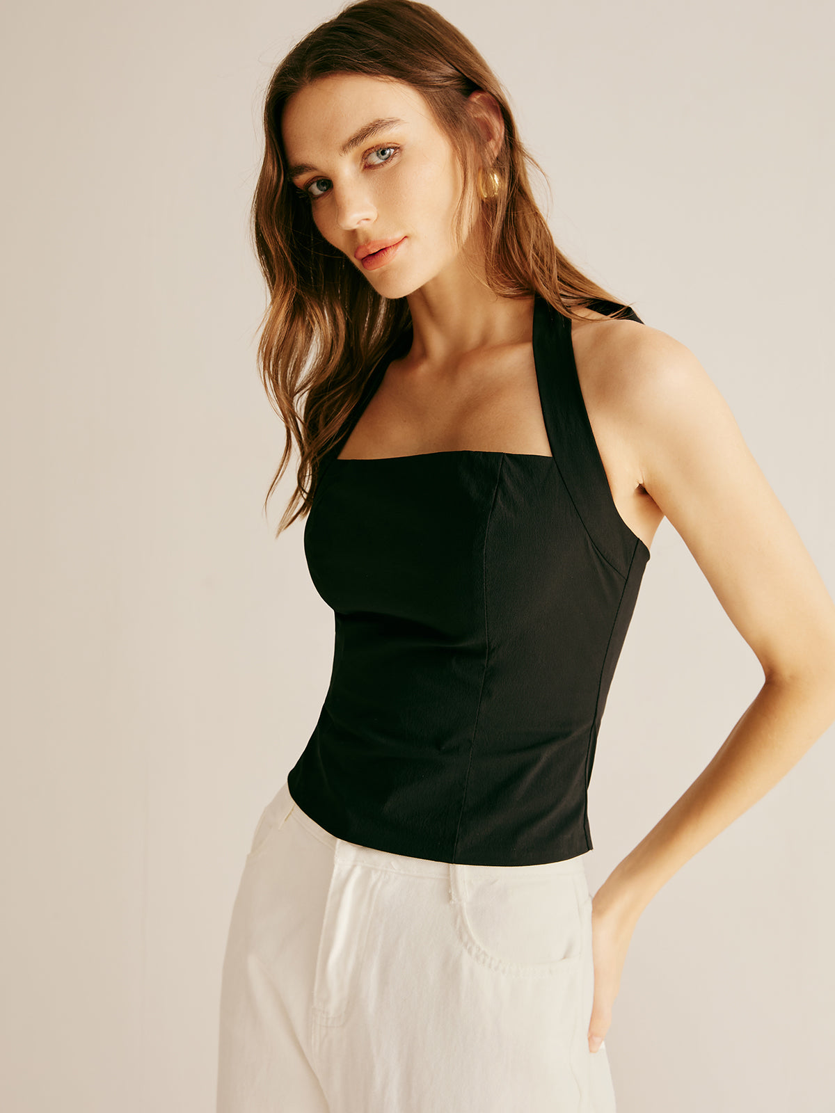 Plain Piping Halter Top