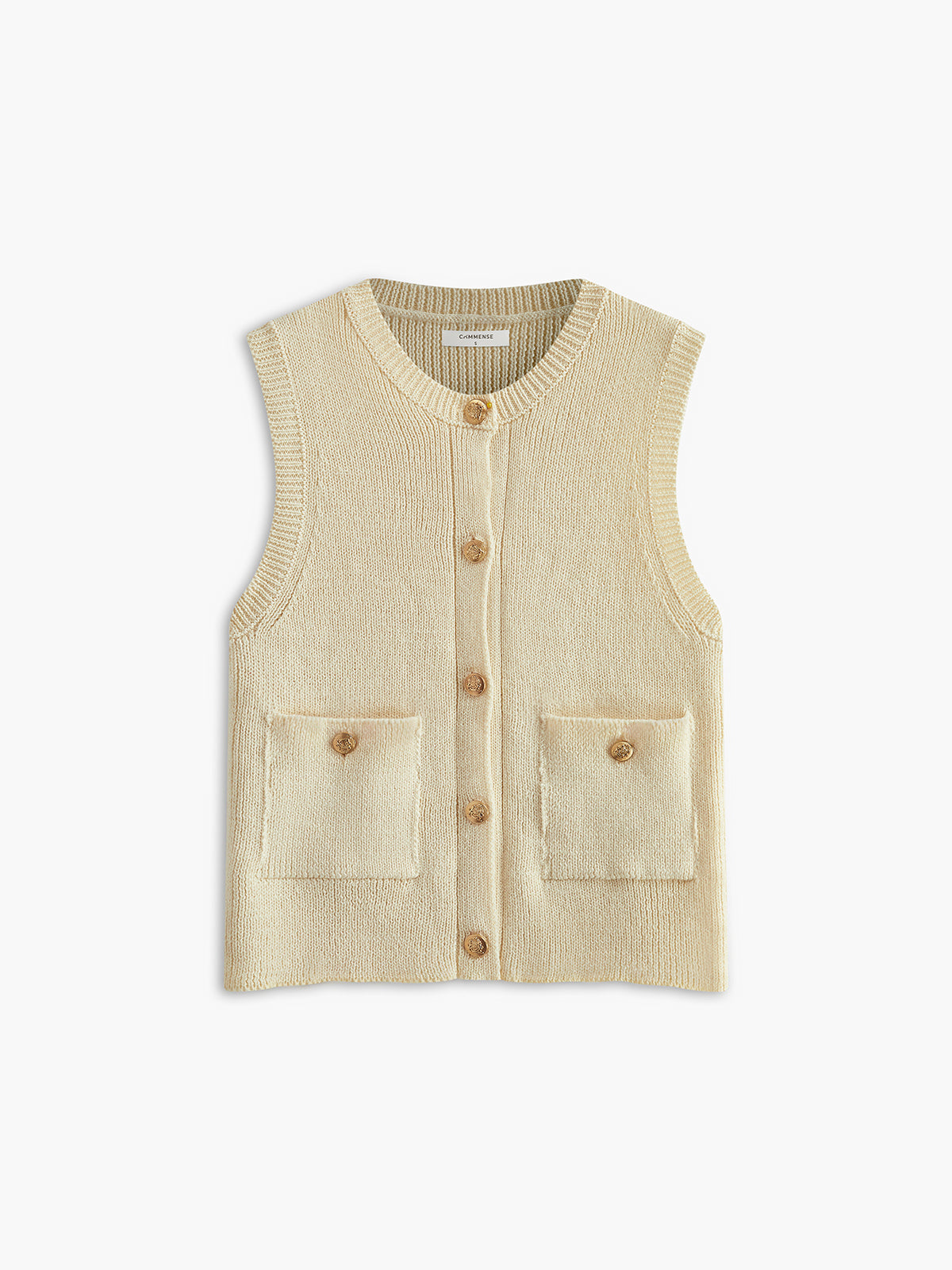 Button Pockets Sweater Vest