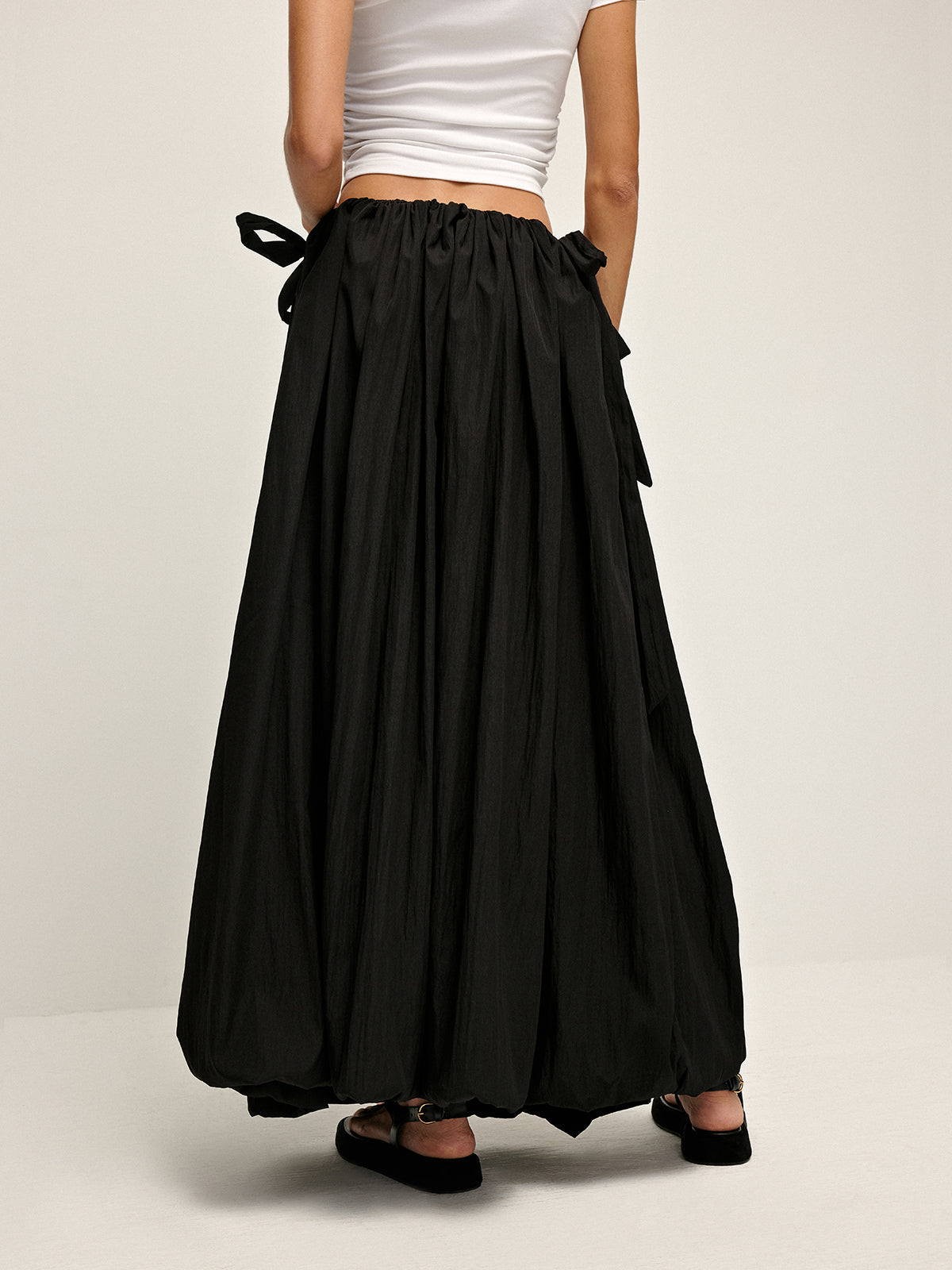 Drawstring Pleated Umbrella-Shaped Skirt