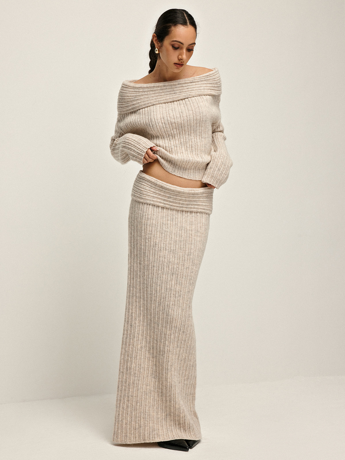 Off Shoulder Warm Sweater Co-ords