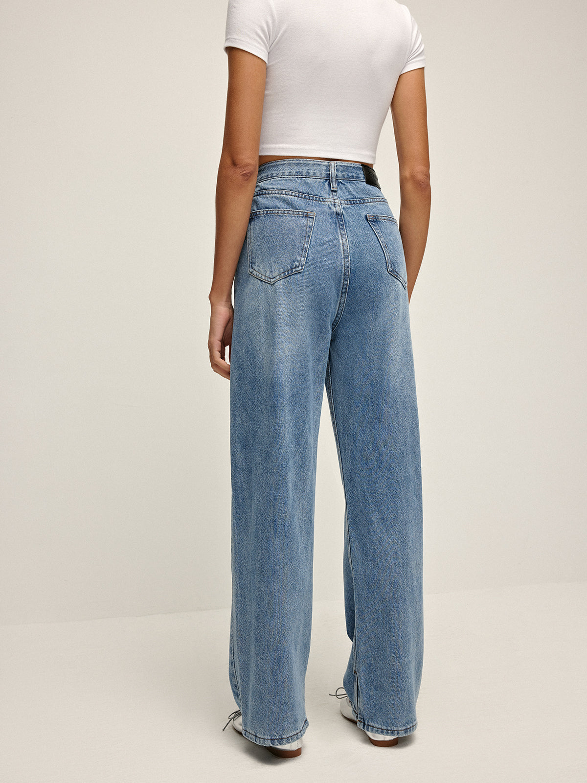 High-Waist Denim Long Jeans