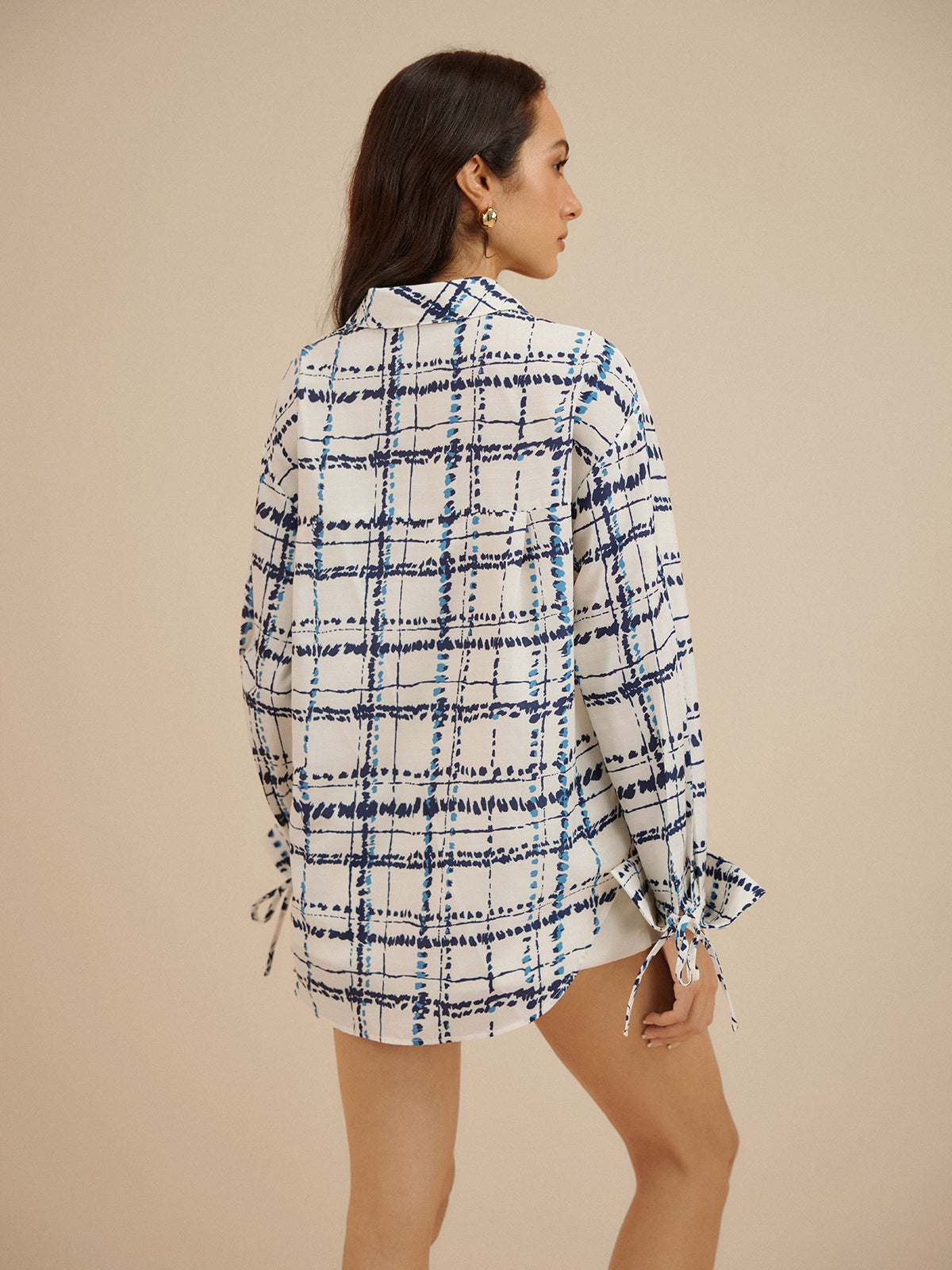 Lapel Plaid Printed Pockets Shirt