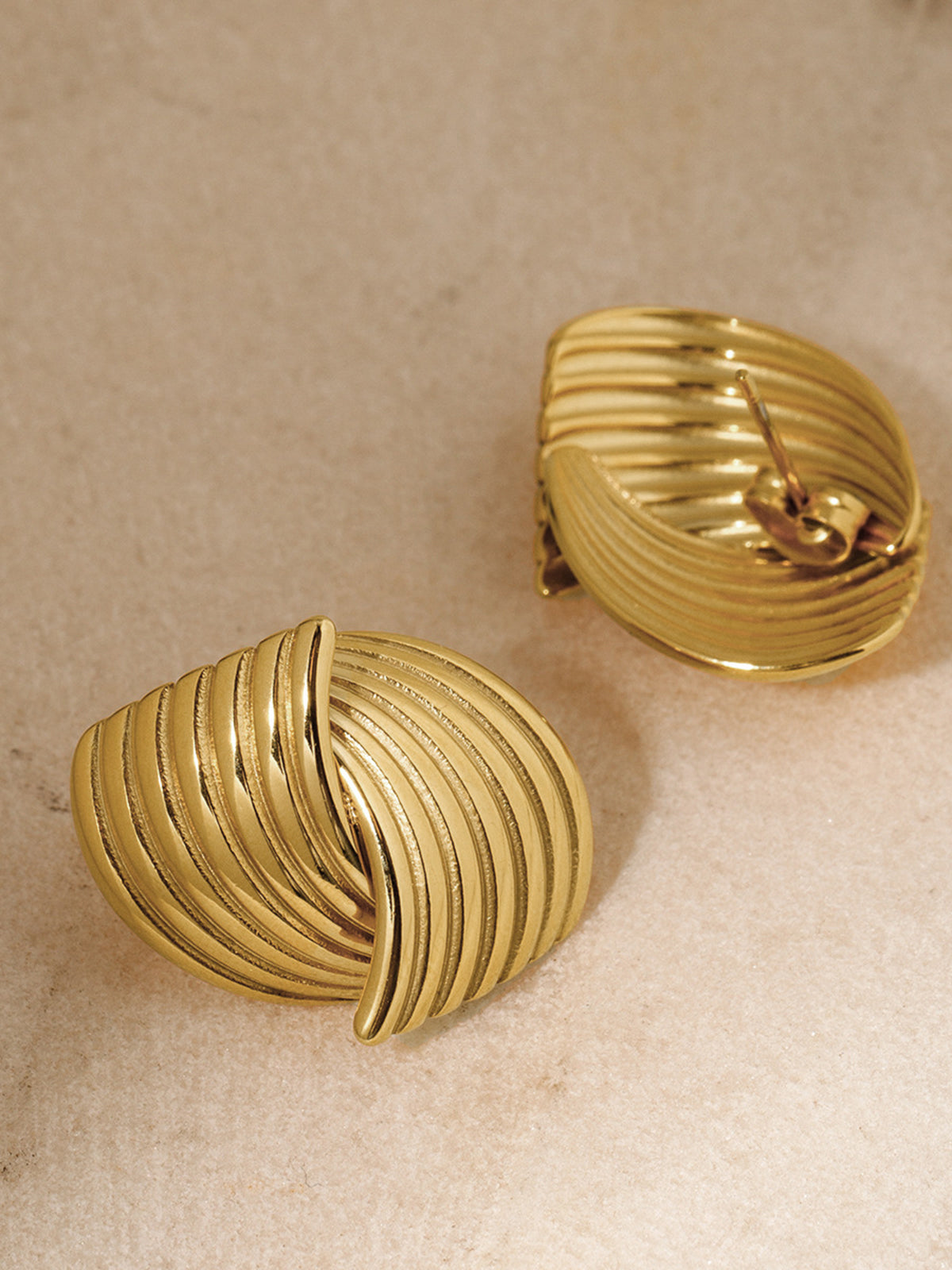 Chunky Gold Twisted Earrings