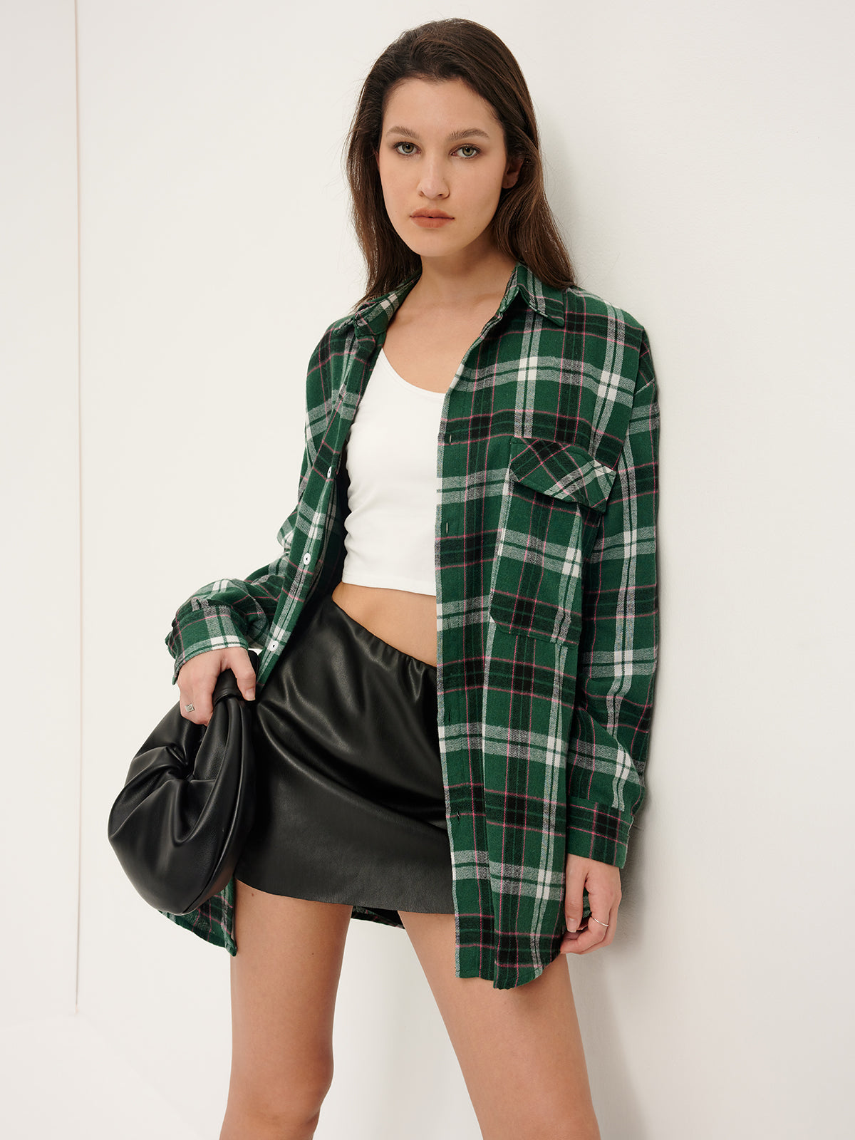 Retro Plaid Lapel Pockets Shirt