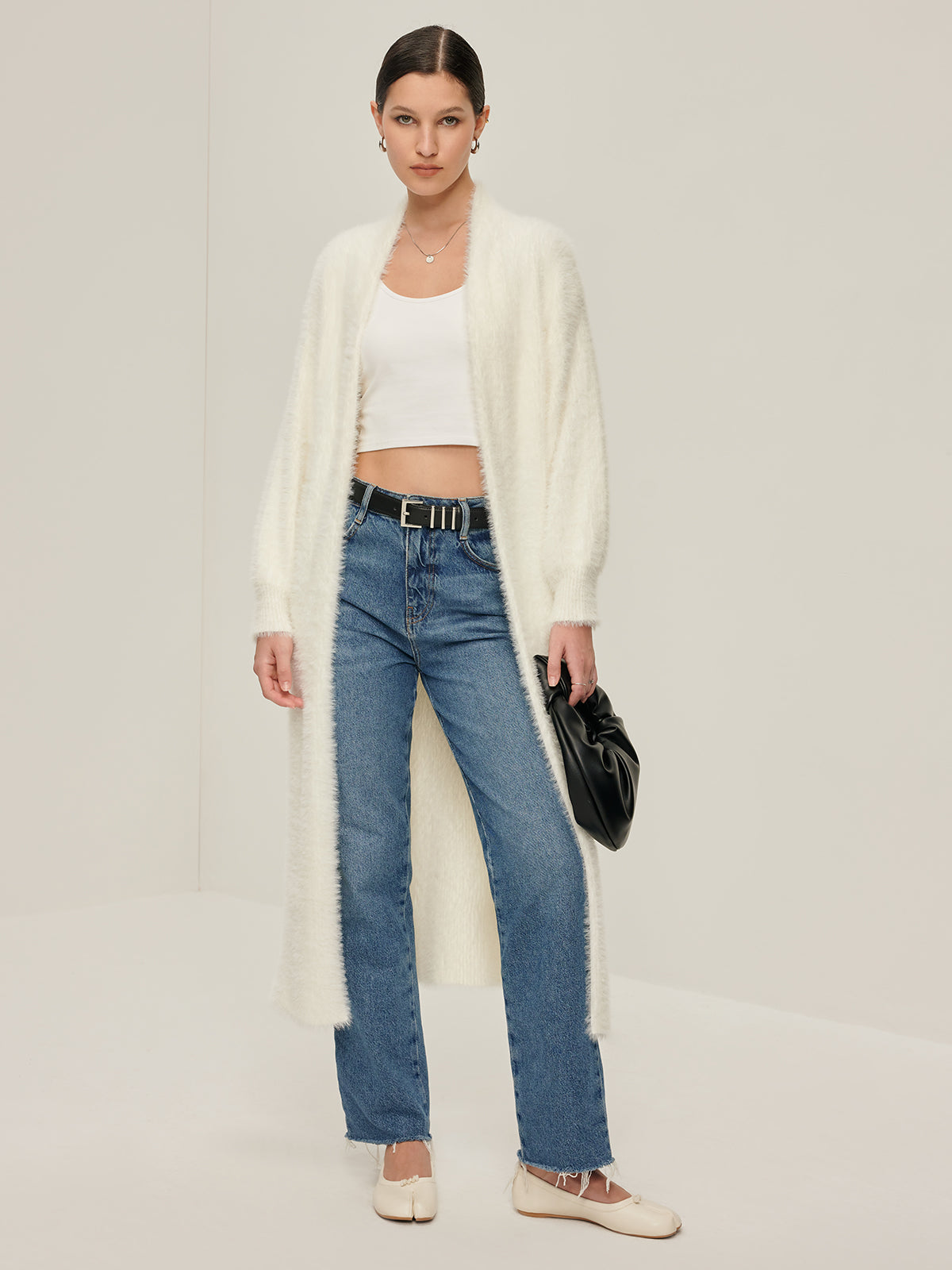 Minimalist Fuzzy Long Cardigan