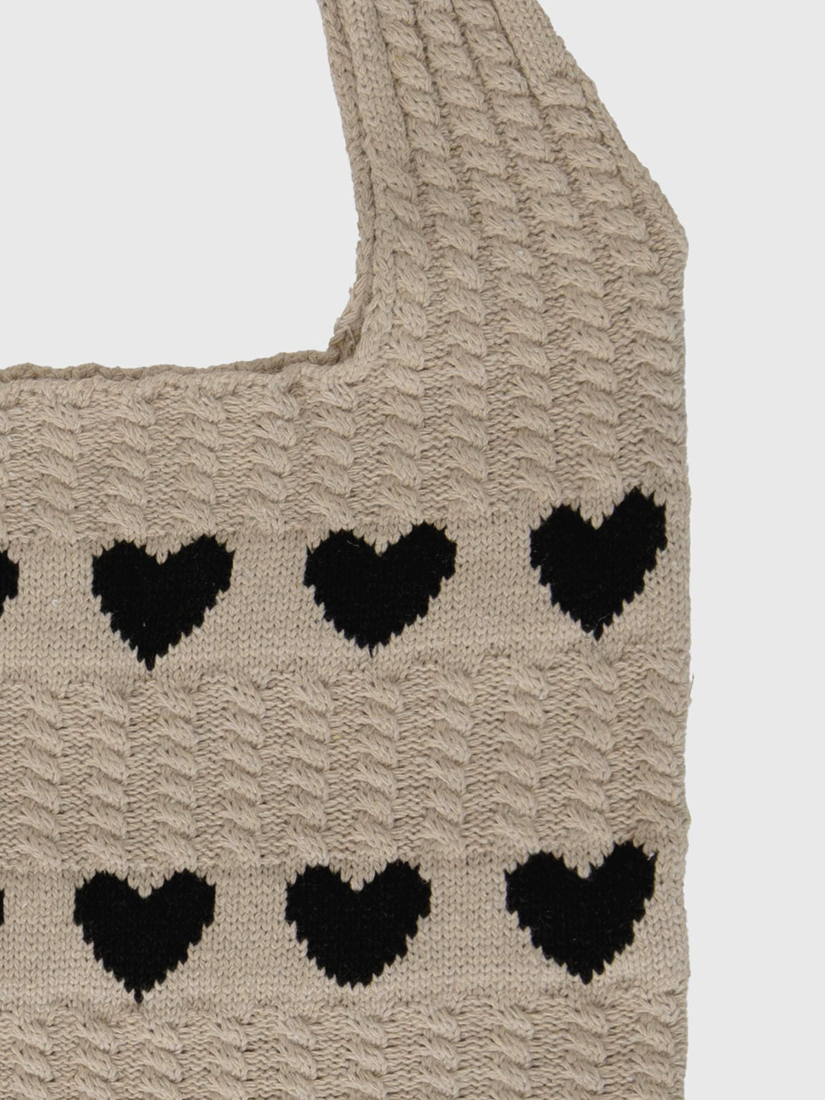 Heart Pattern Knit Shoulder Bag