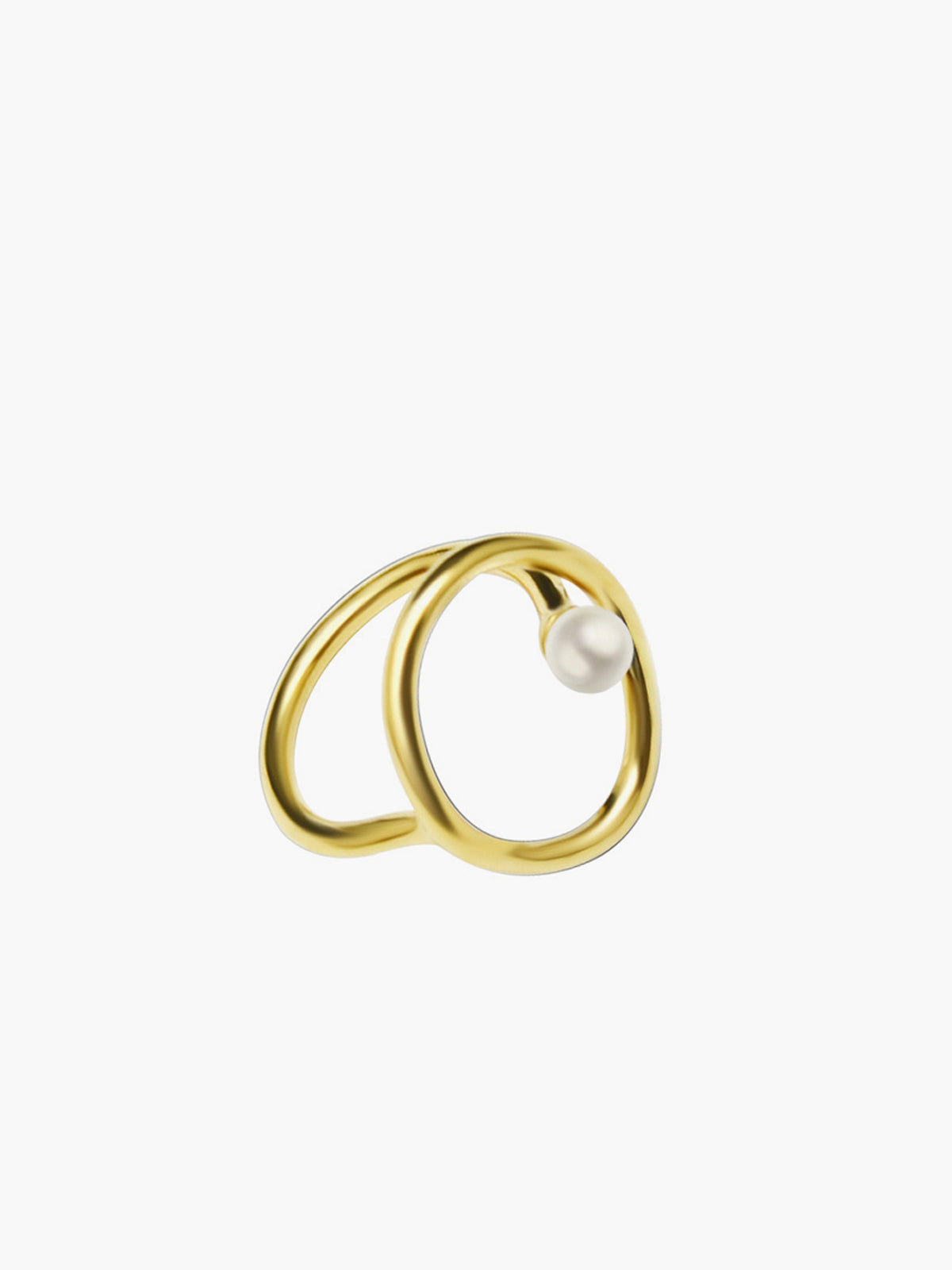 Oval Circle Freshwater Pearl Gold Ring