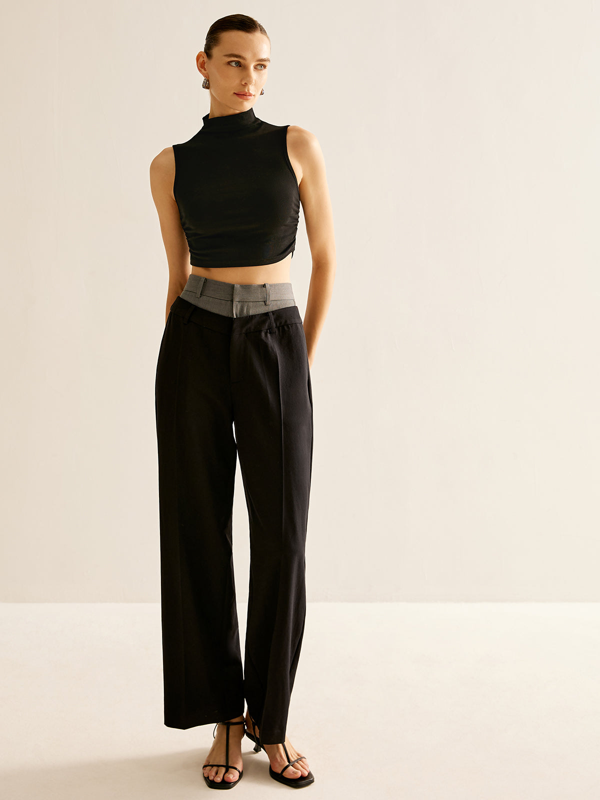 High-Waist Patchwork Pants