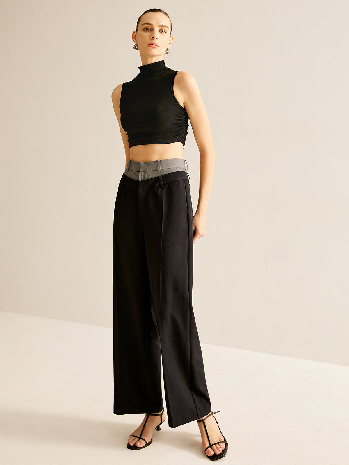 High-Waist Patchwork Pants