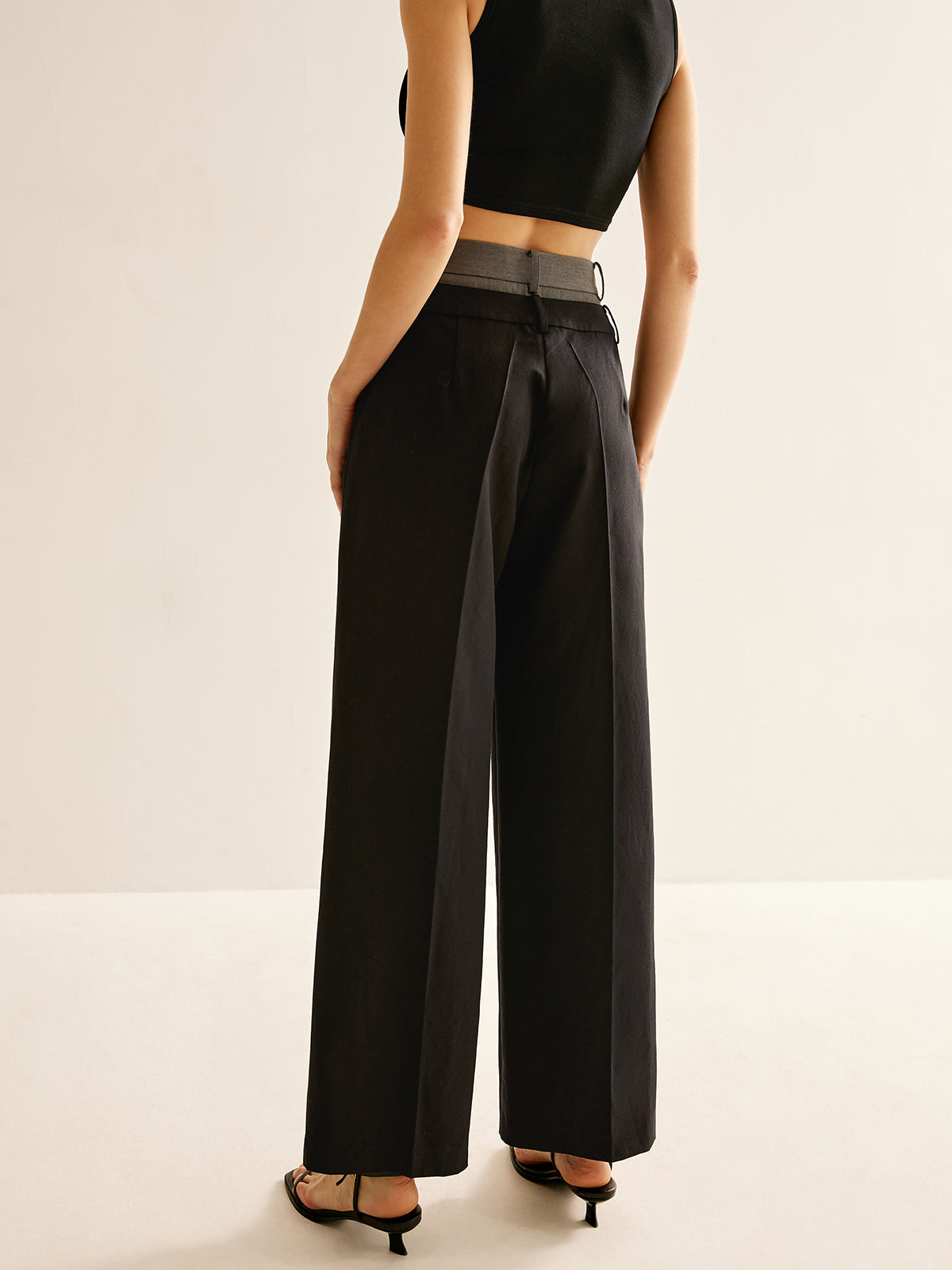 High-Waist Patchwork Pants