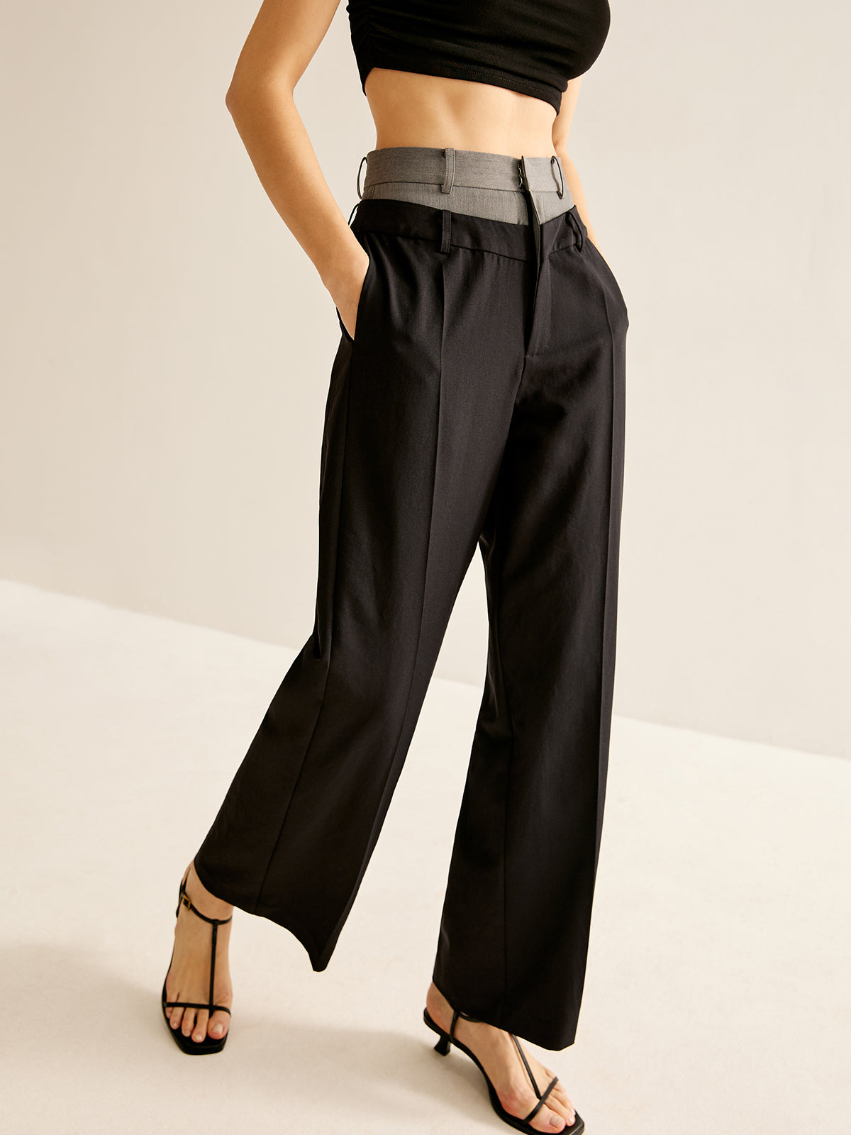 High-Waist Patchwork Pants