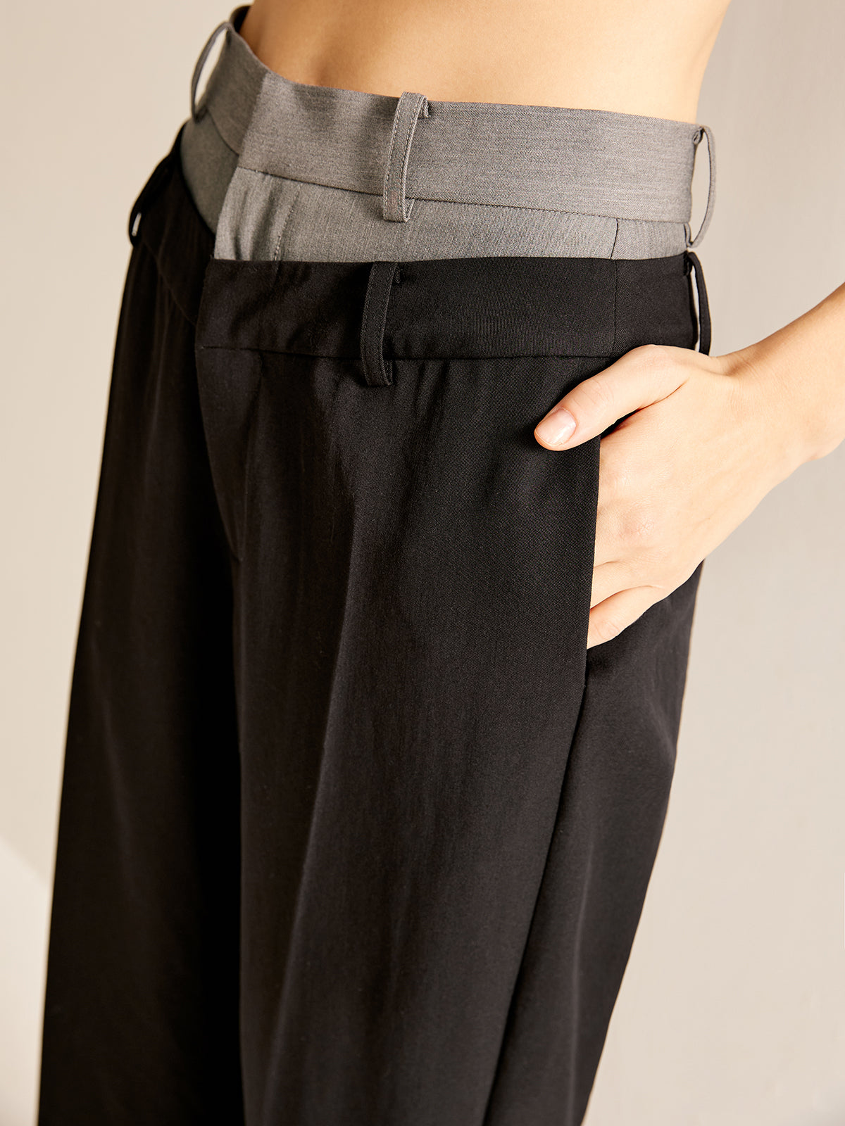 High-Waist Patchwork Pants