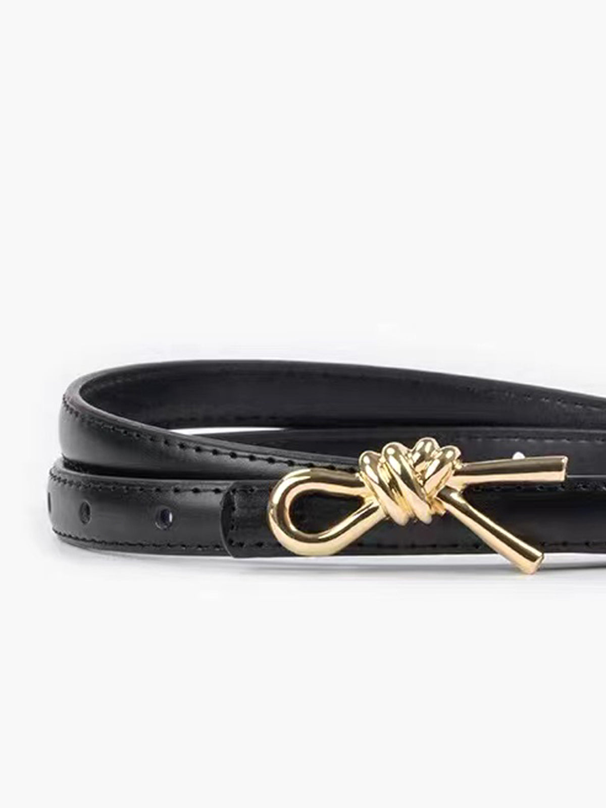 Knotted Decor Buckle Slim Belt