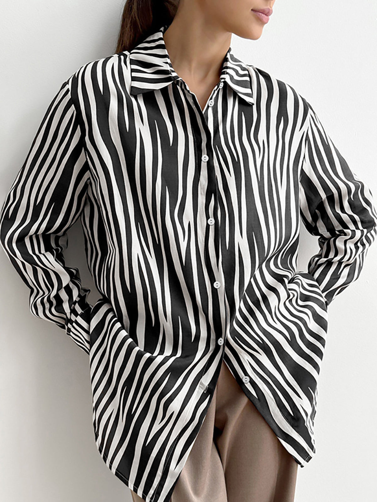 Zebra Printed Polo Shirt