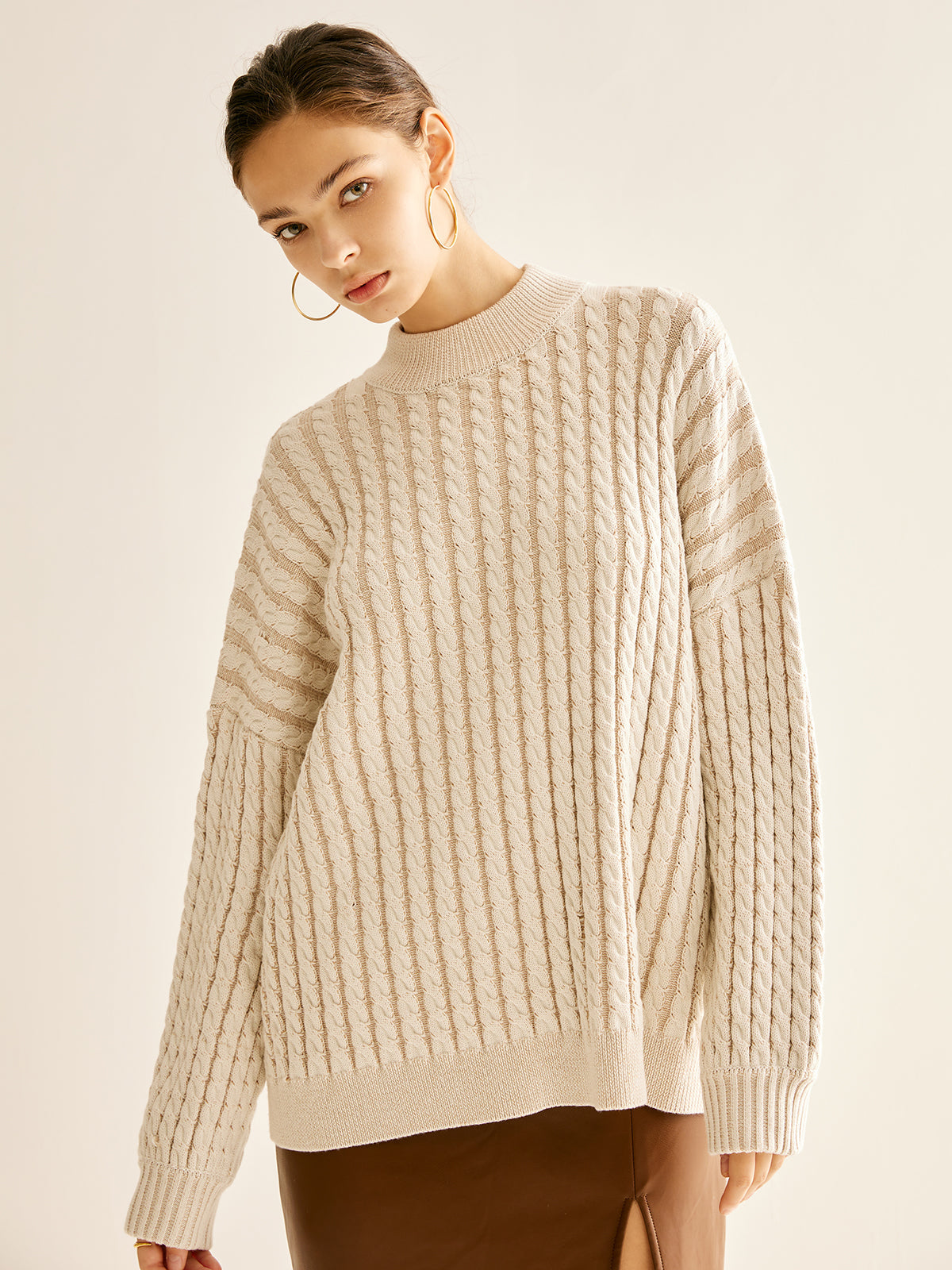 Minimalist Plain Cable Sweater