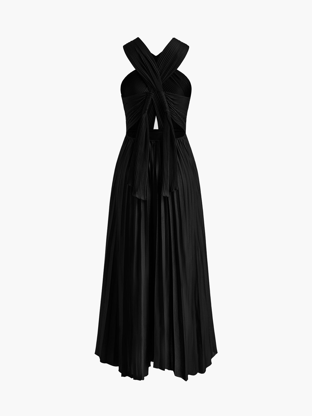 Criss Cross Pleated Long Dress