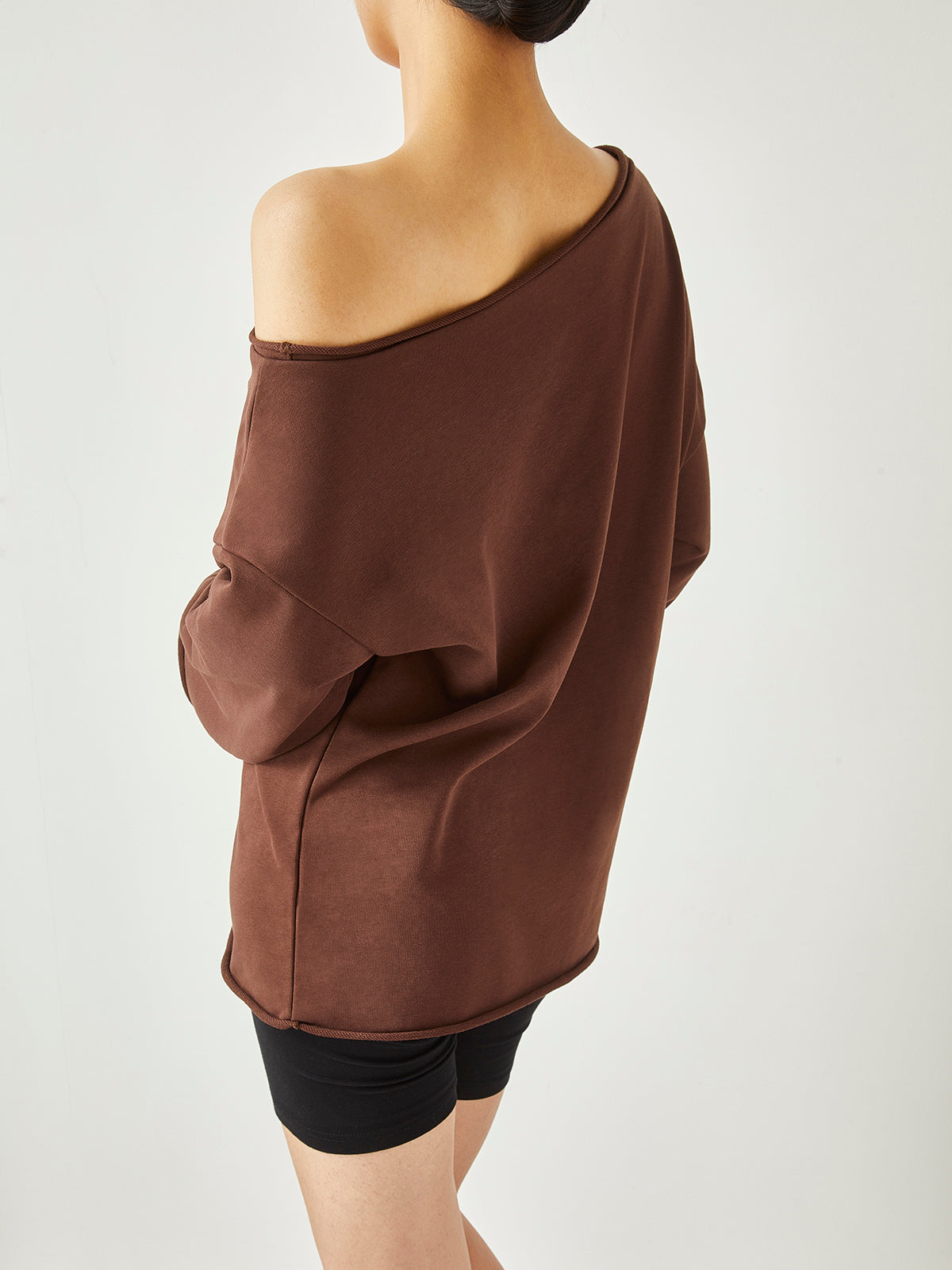 Asymmetrical Off Shoulder Solid Sweatshirt