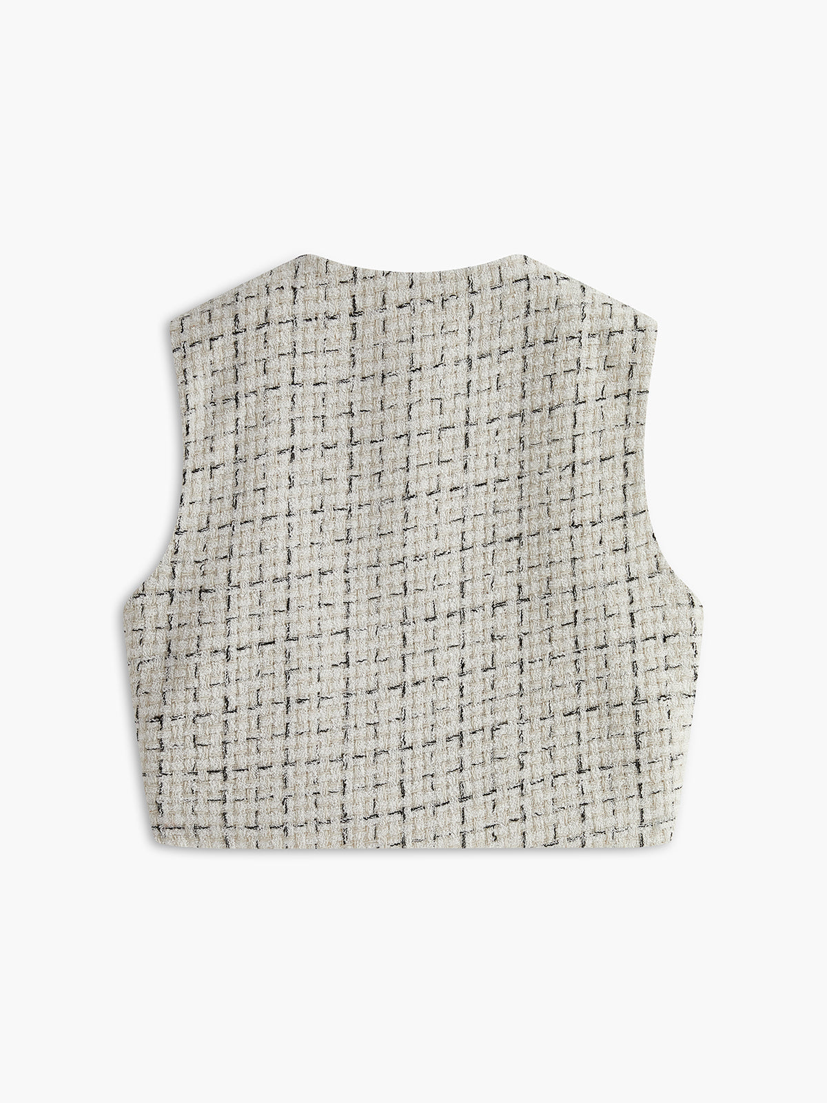 Elegant Tweed Button Crop Vest