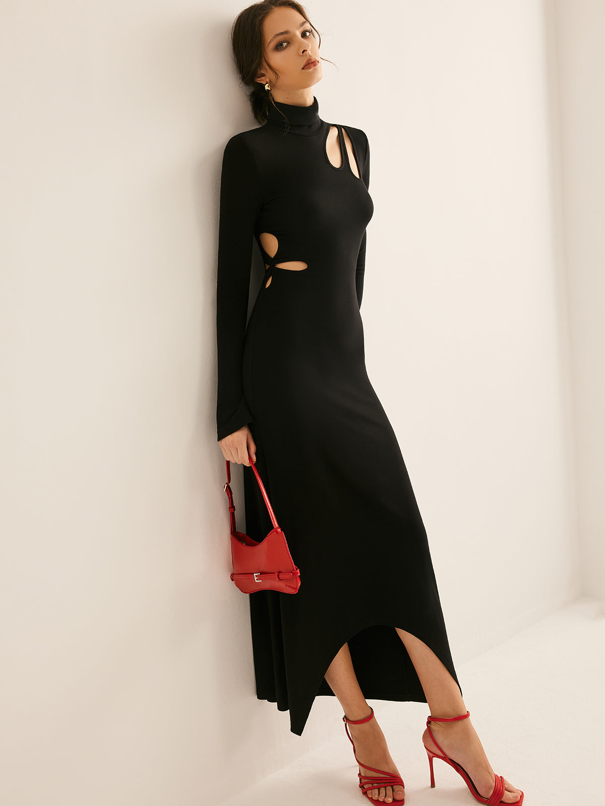 Turtleneck Cutout Slim Dress