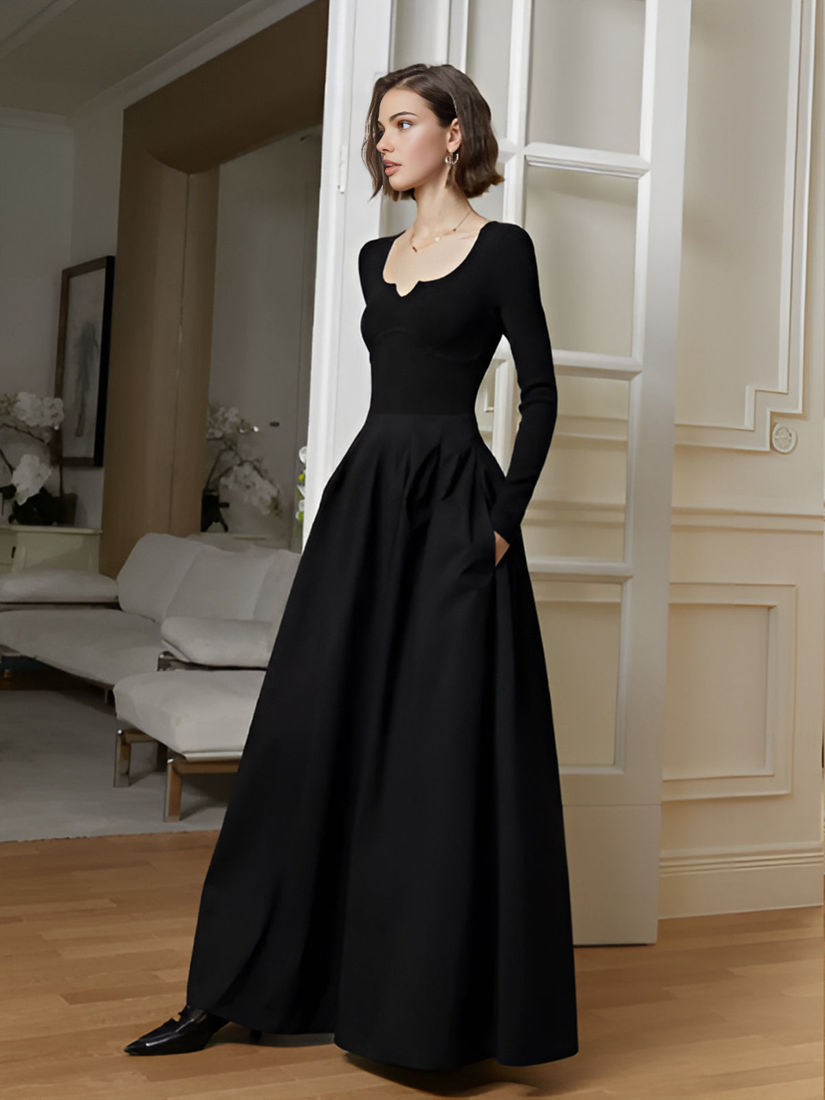 Elegant Umbrella-Shape Panel Dress