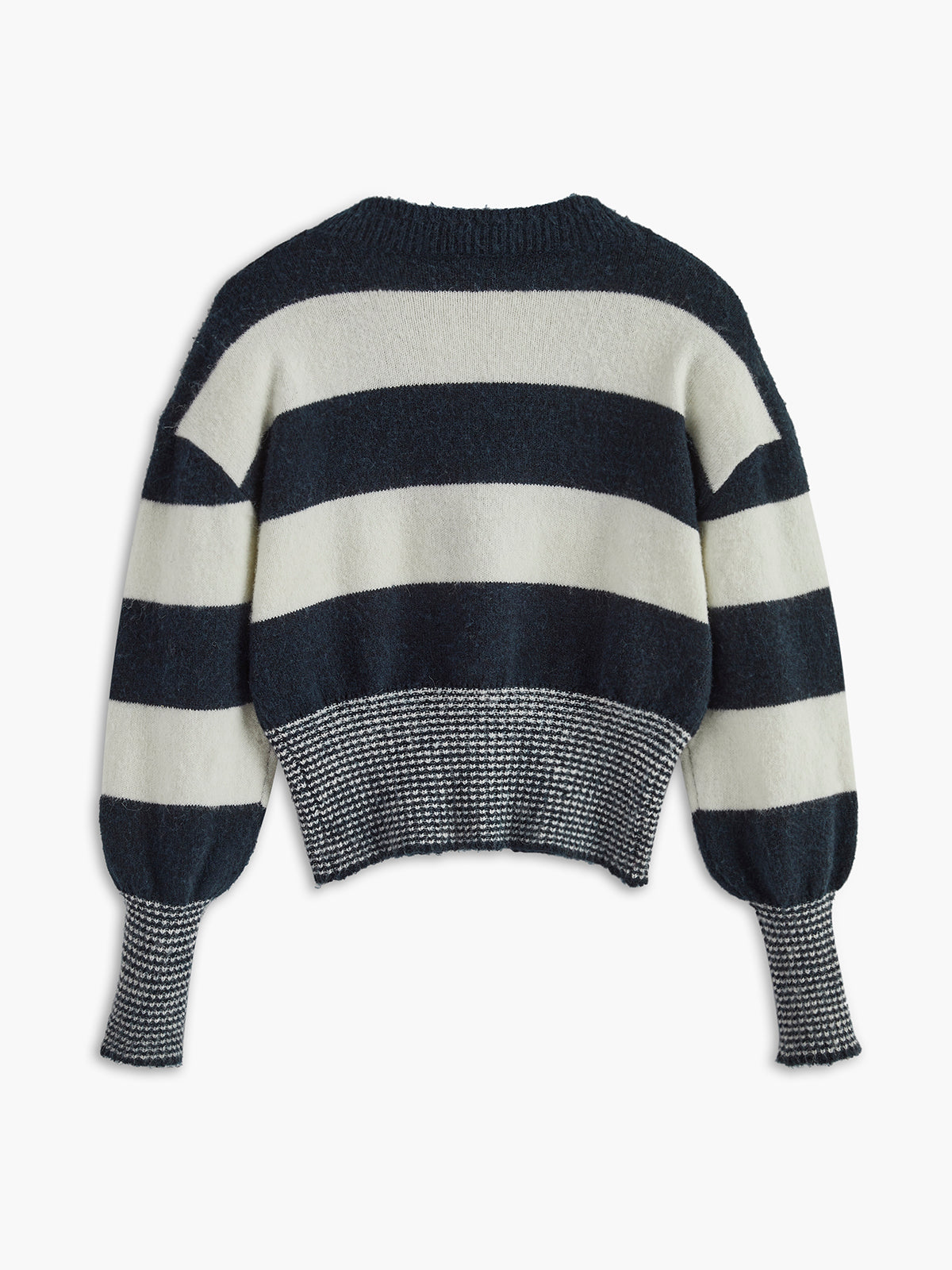 Wool-Blend Striped Cinched Cardigan