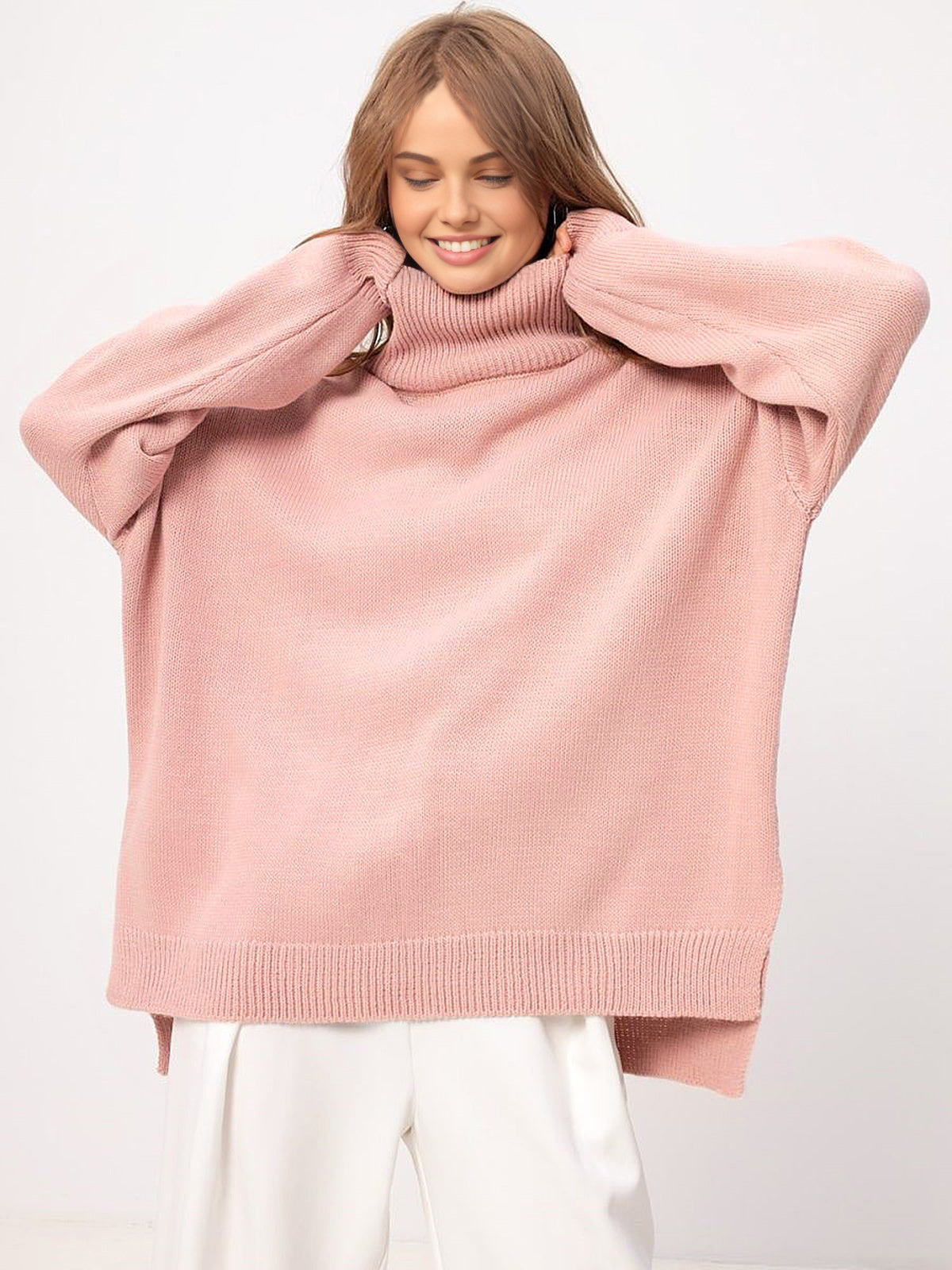 Turtleneck Split Oversized Sweater