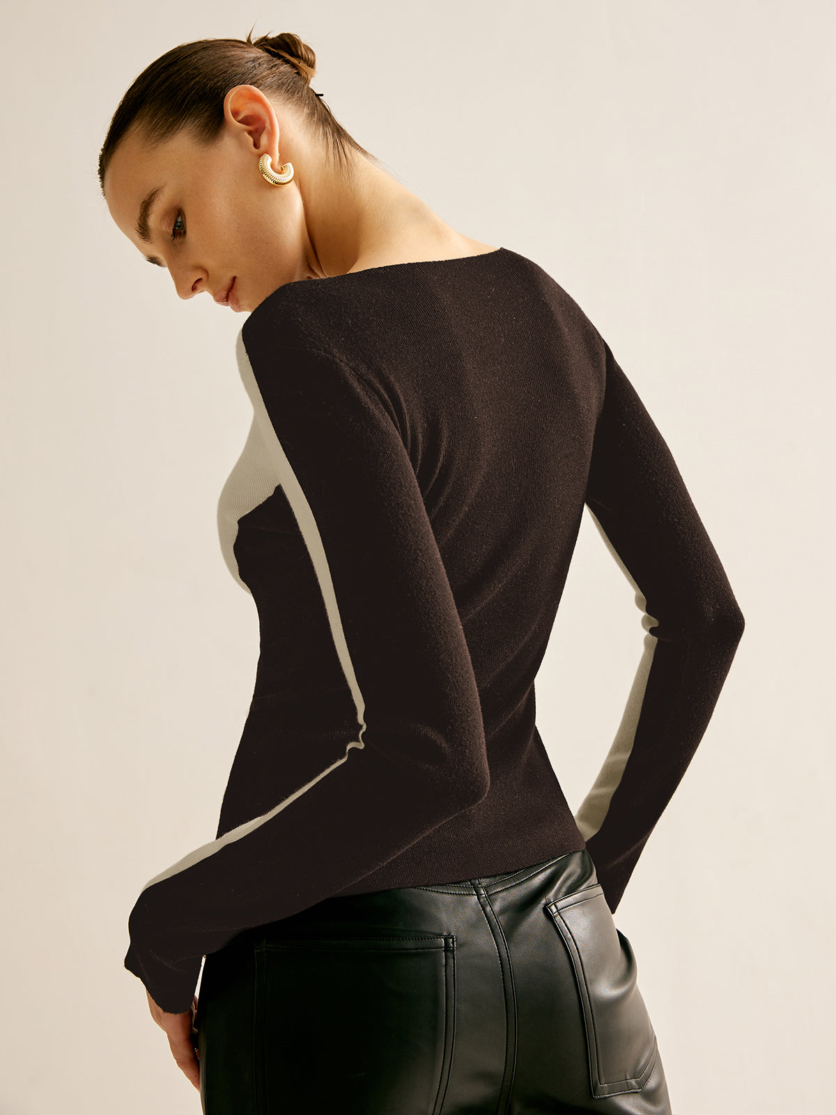 Wool-Blend Color Block Slim Sweater