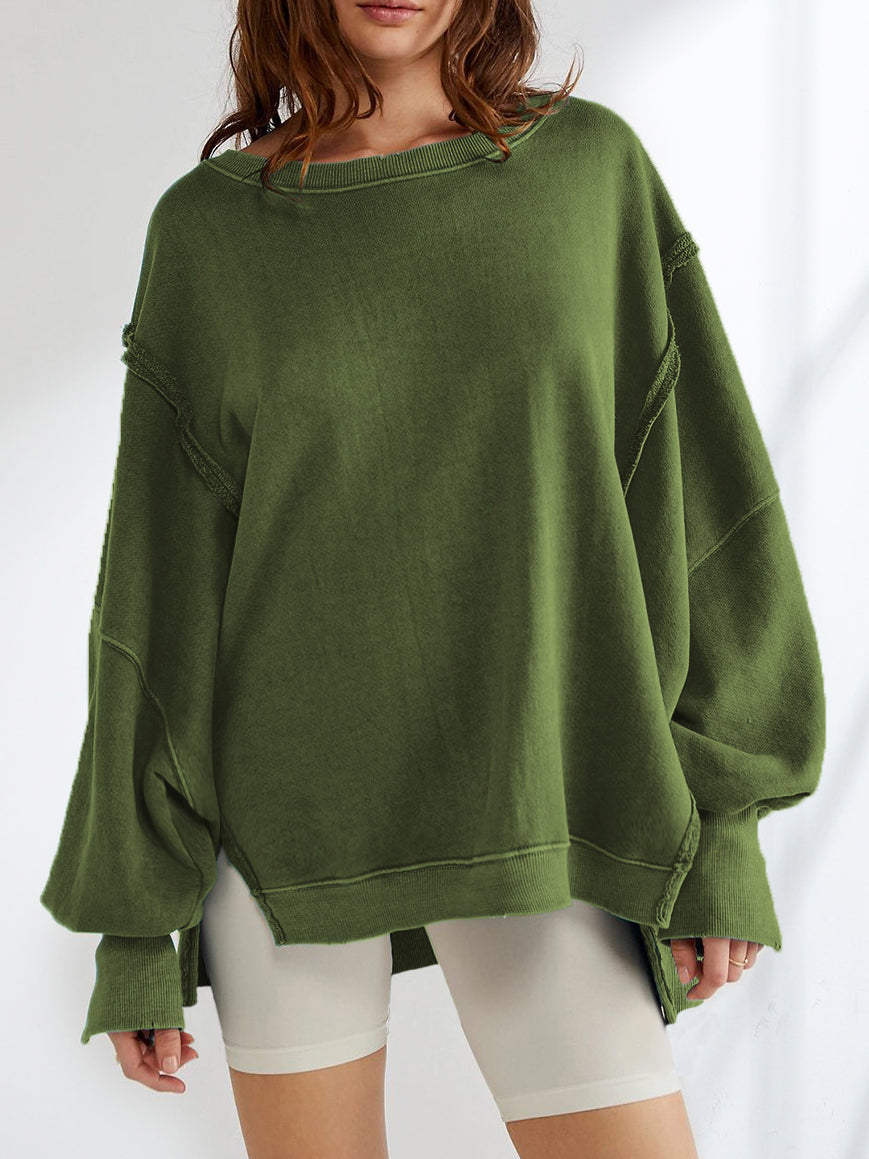 Plain Cotton Split Sweatshirt