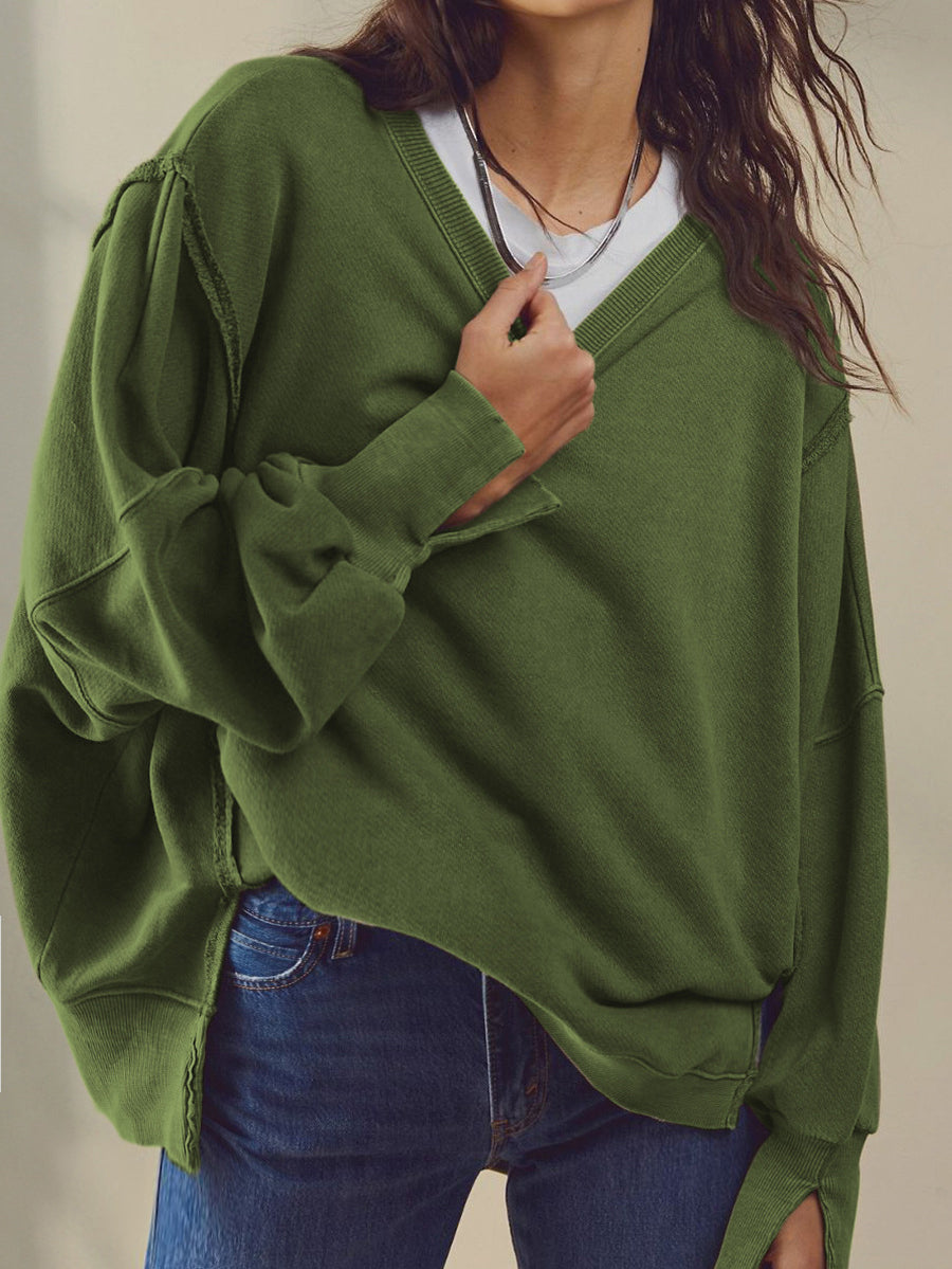 Plain Cotton Split Sweatshirt