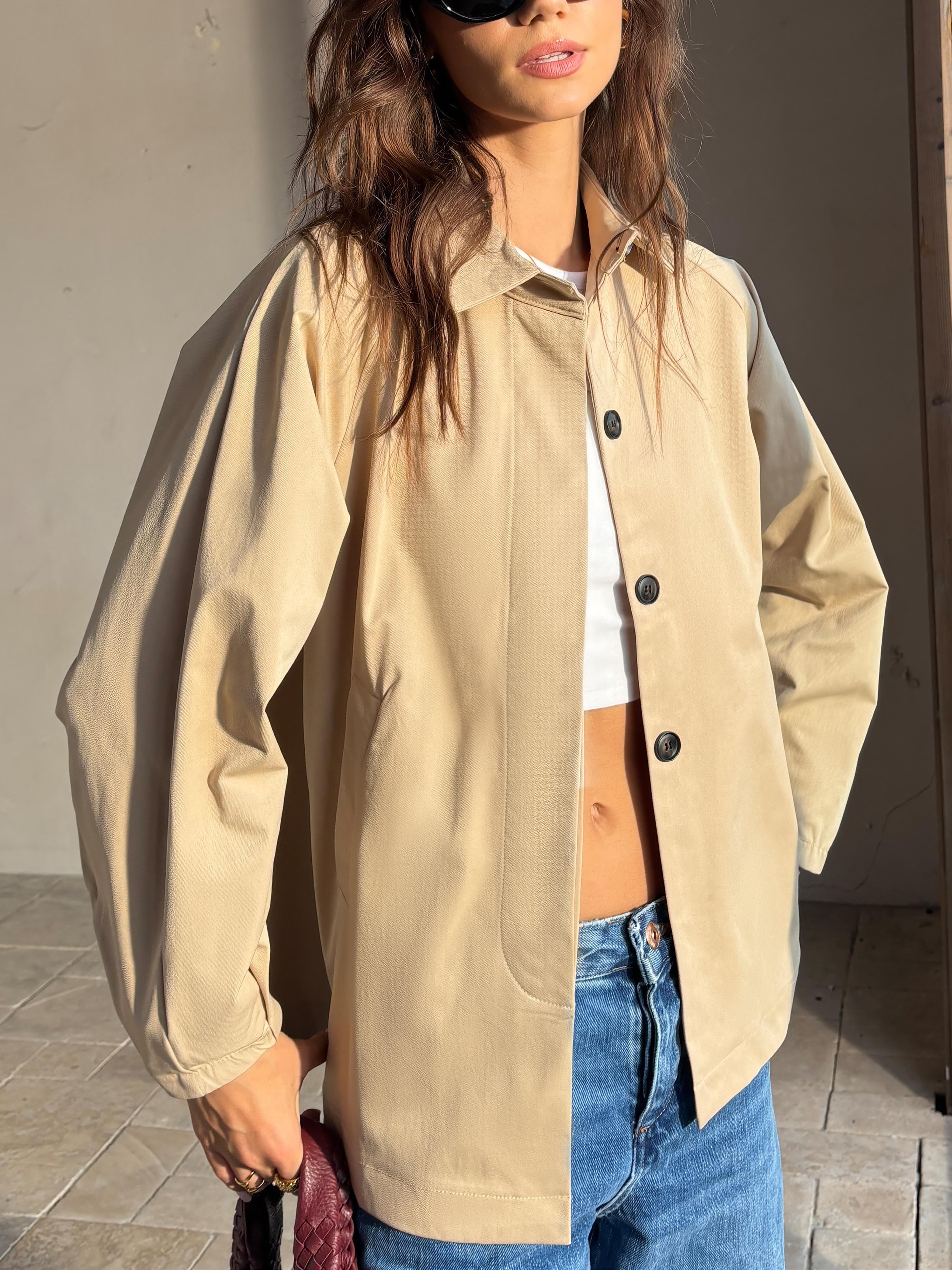 Button Down Lapel Trench Coat