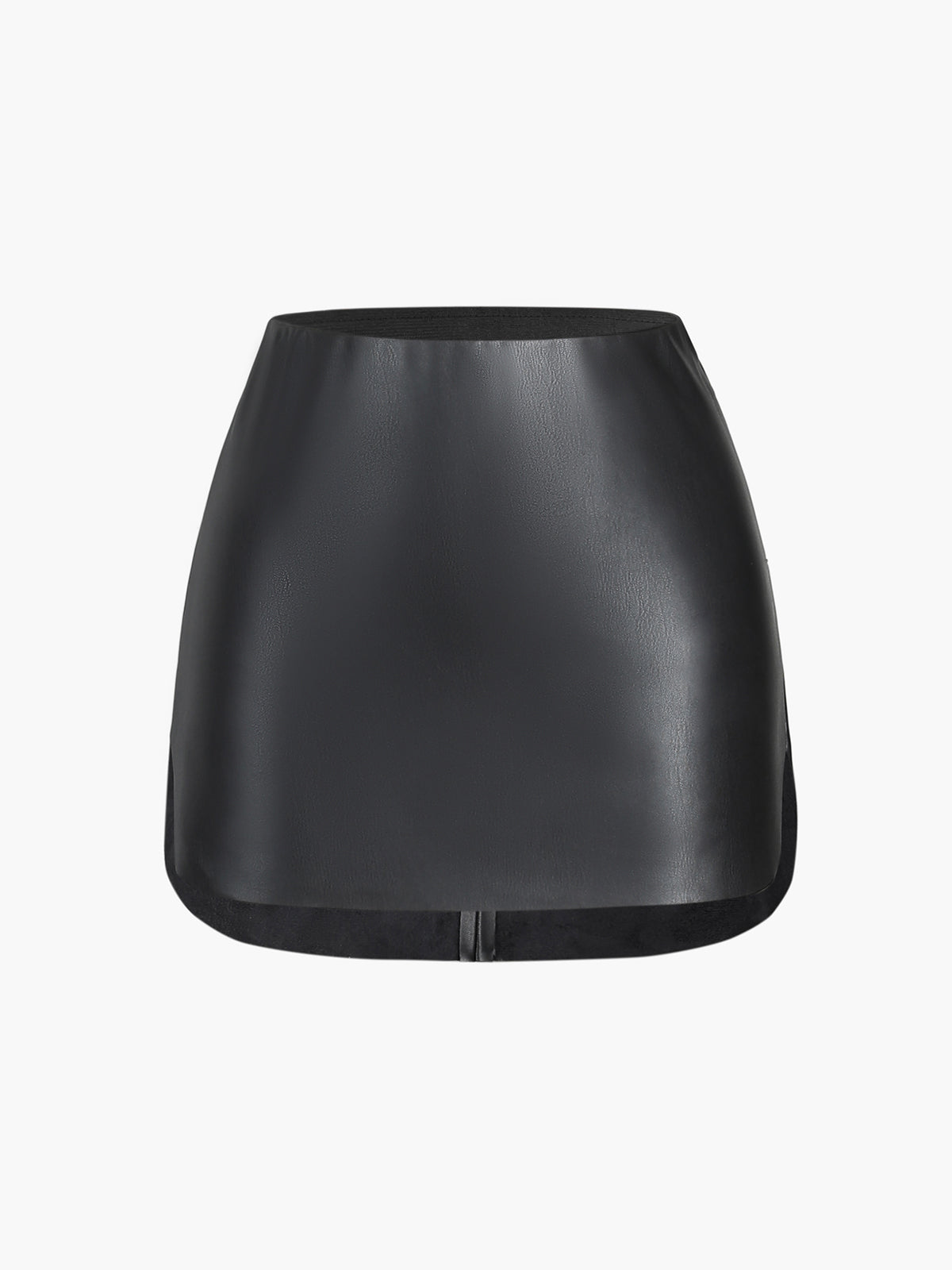 Faux Leather Zippered Mini Skirt