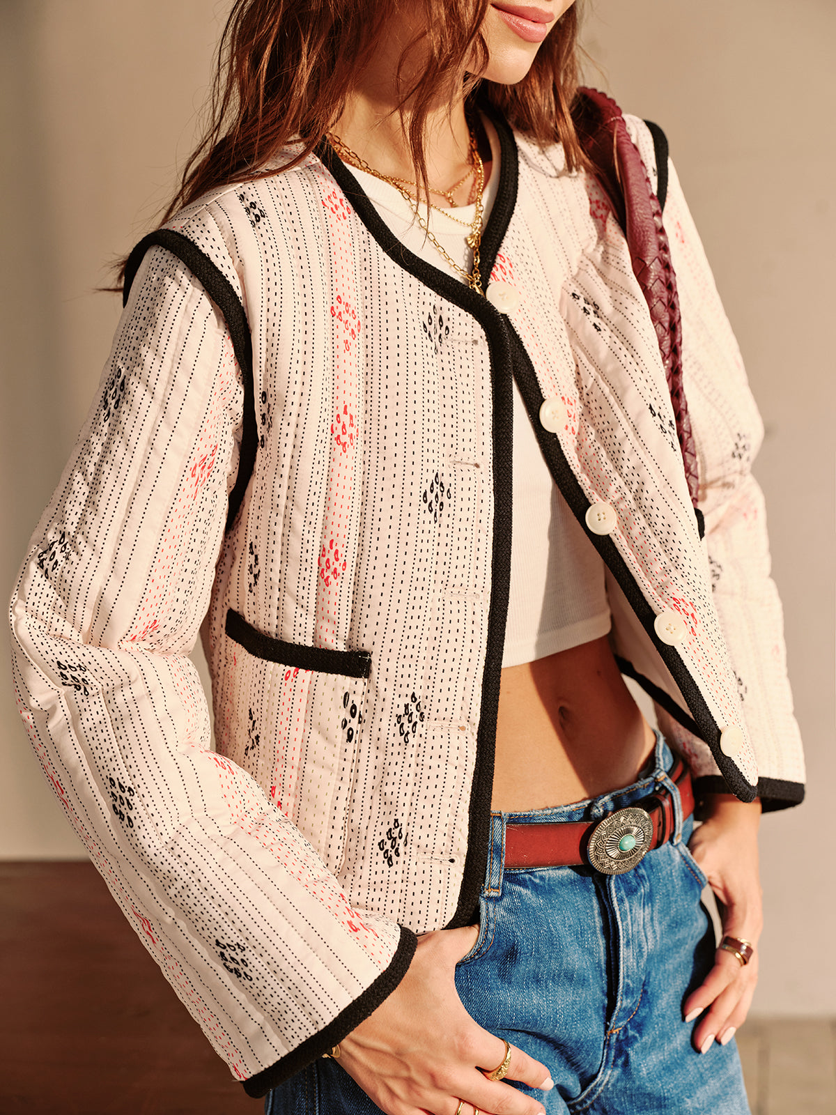 Boheme Contrast Piping Short Jacket