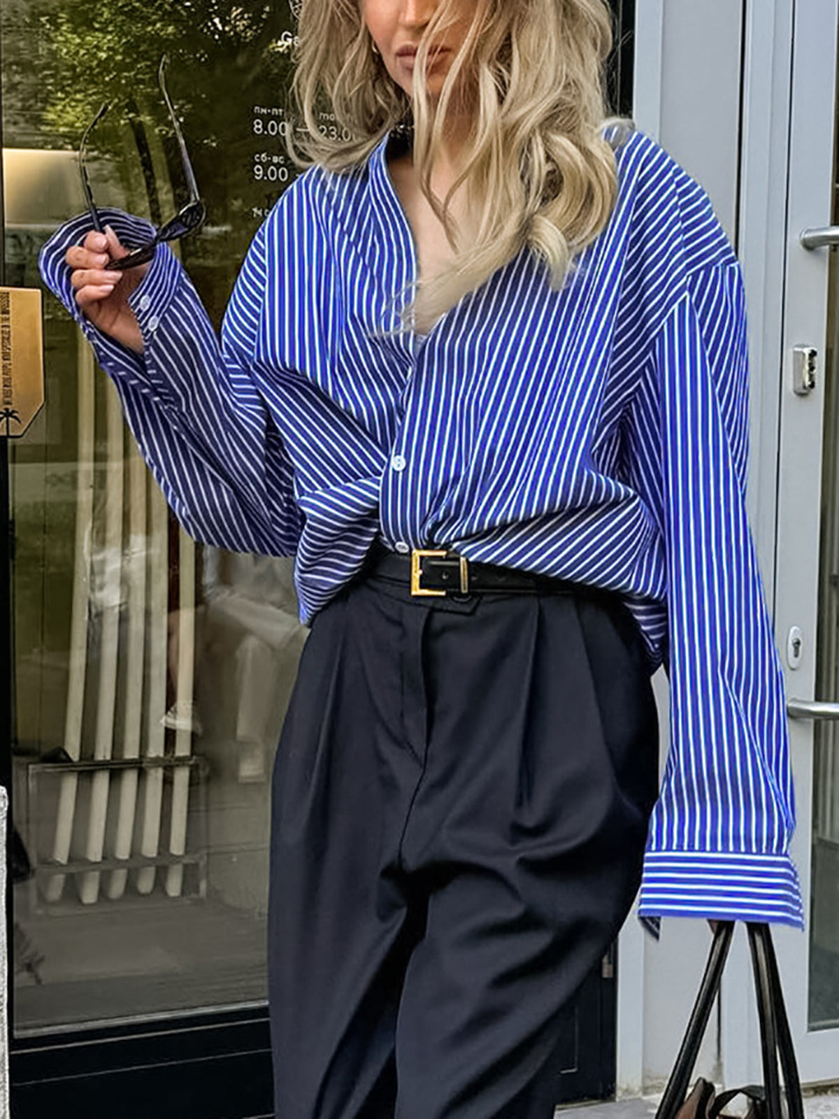 Pinstripe Breasted Loose Shirt