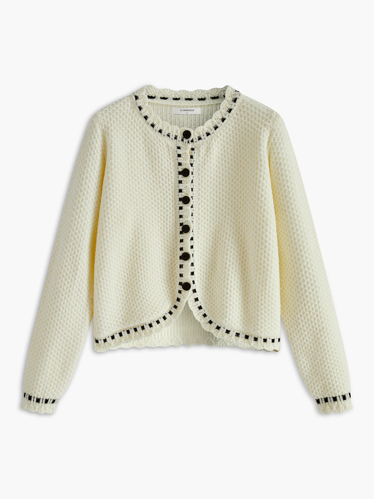 Elegant Wave Trim Cardigan