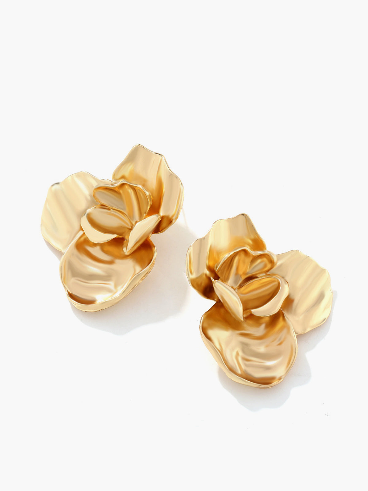 3D Golden Flower Earrings