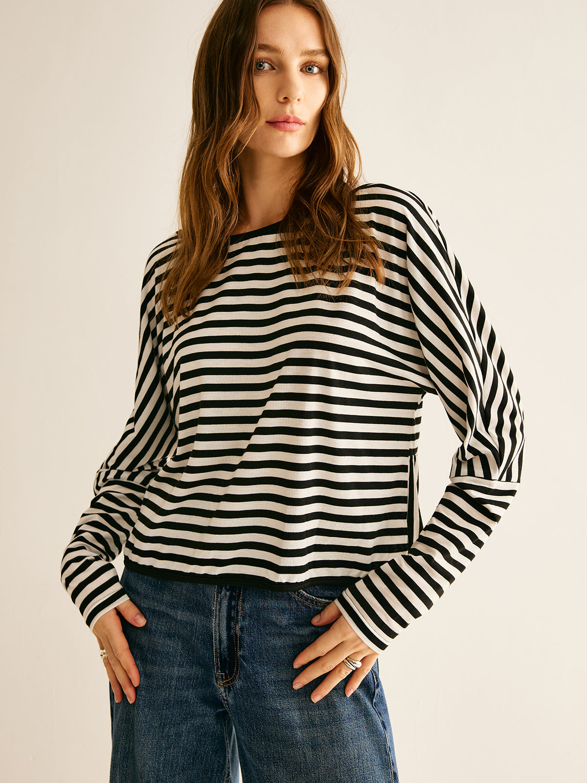 Striped Backless Knotted T-Shirt