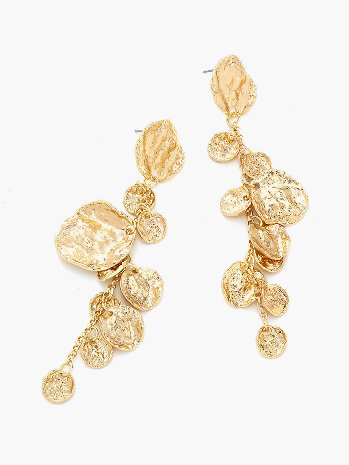 Golden Disc Pendant Tassel Earrings