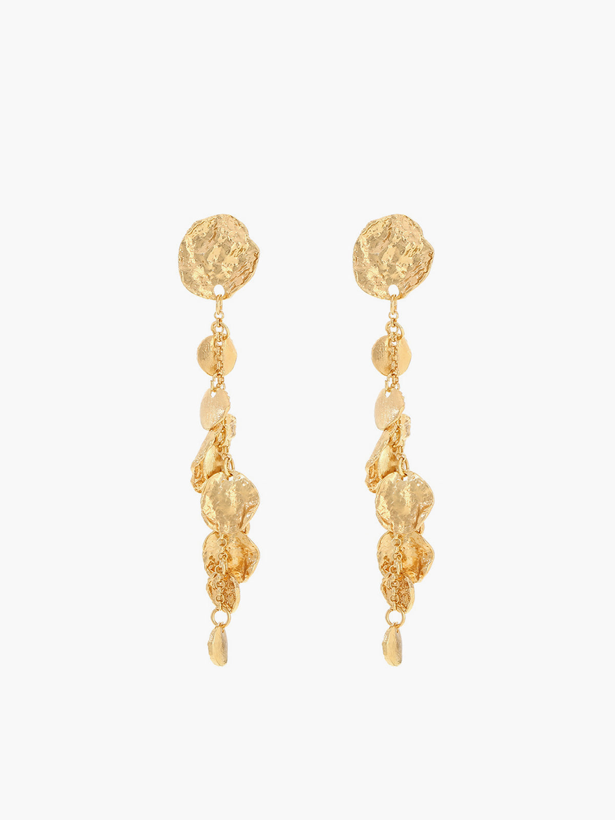 Golden Disc Pendant Tassel Earrings