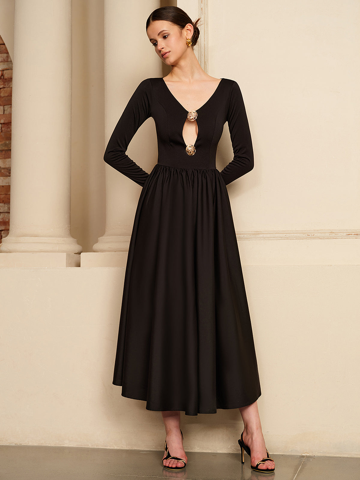 Cutout Pleated Panel Dress