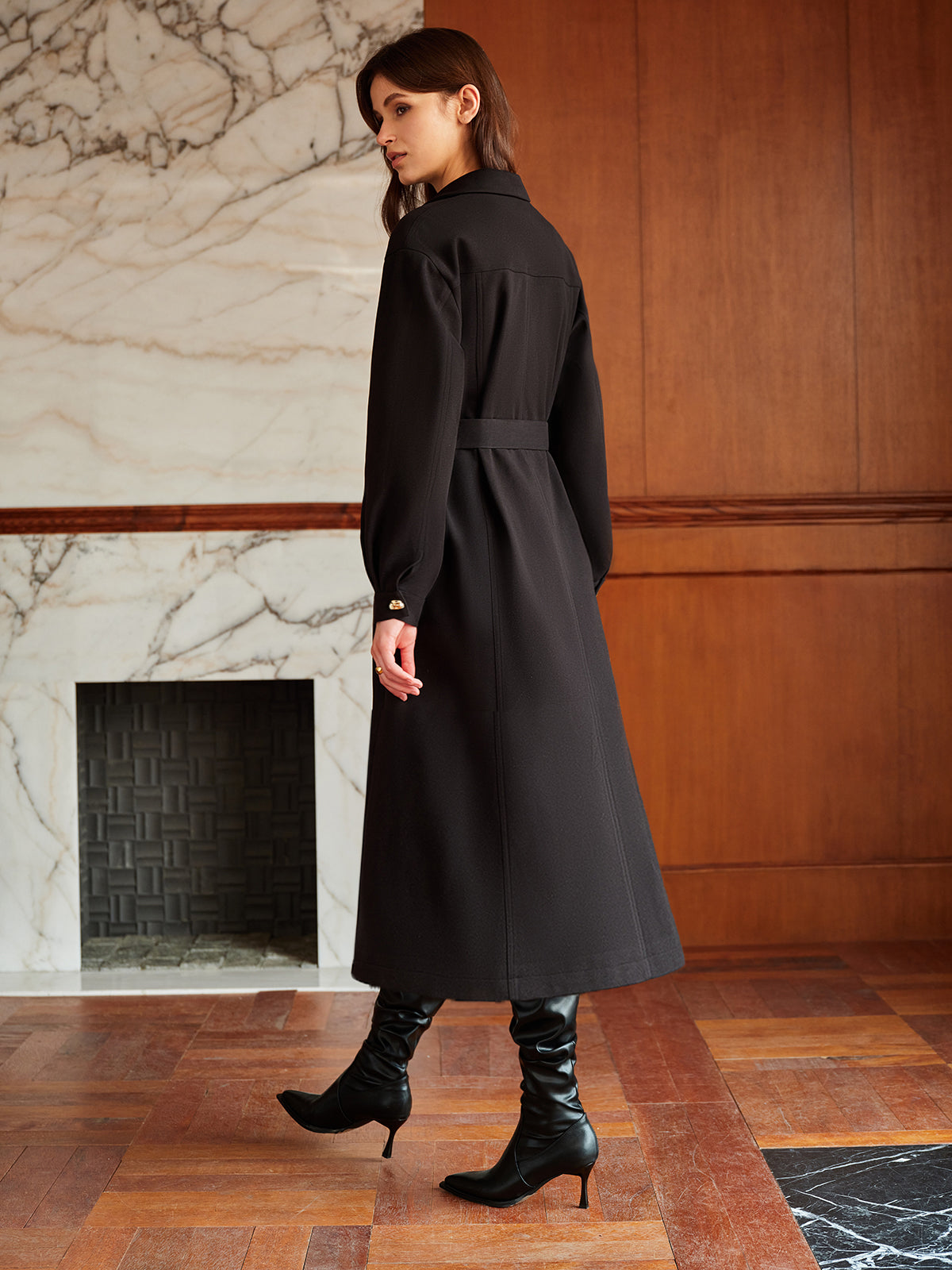 Leisure Metal Detail Belted Coat