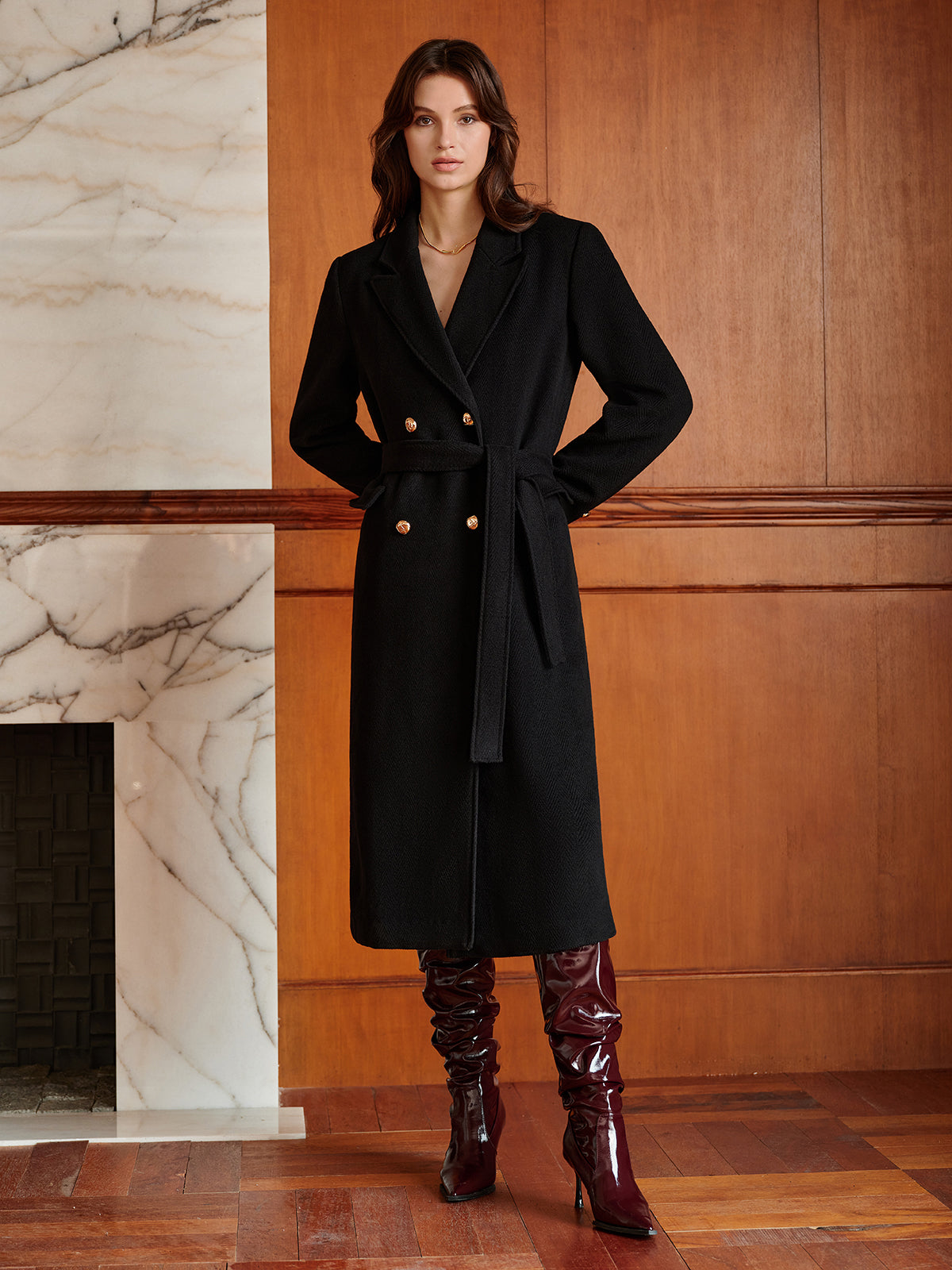 Elegant Lapel Belted Coat