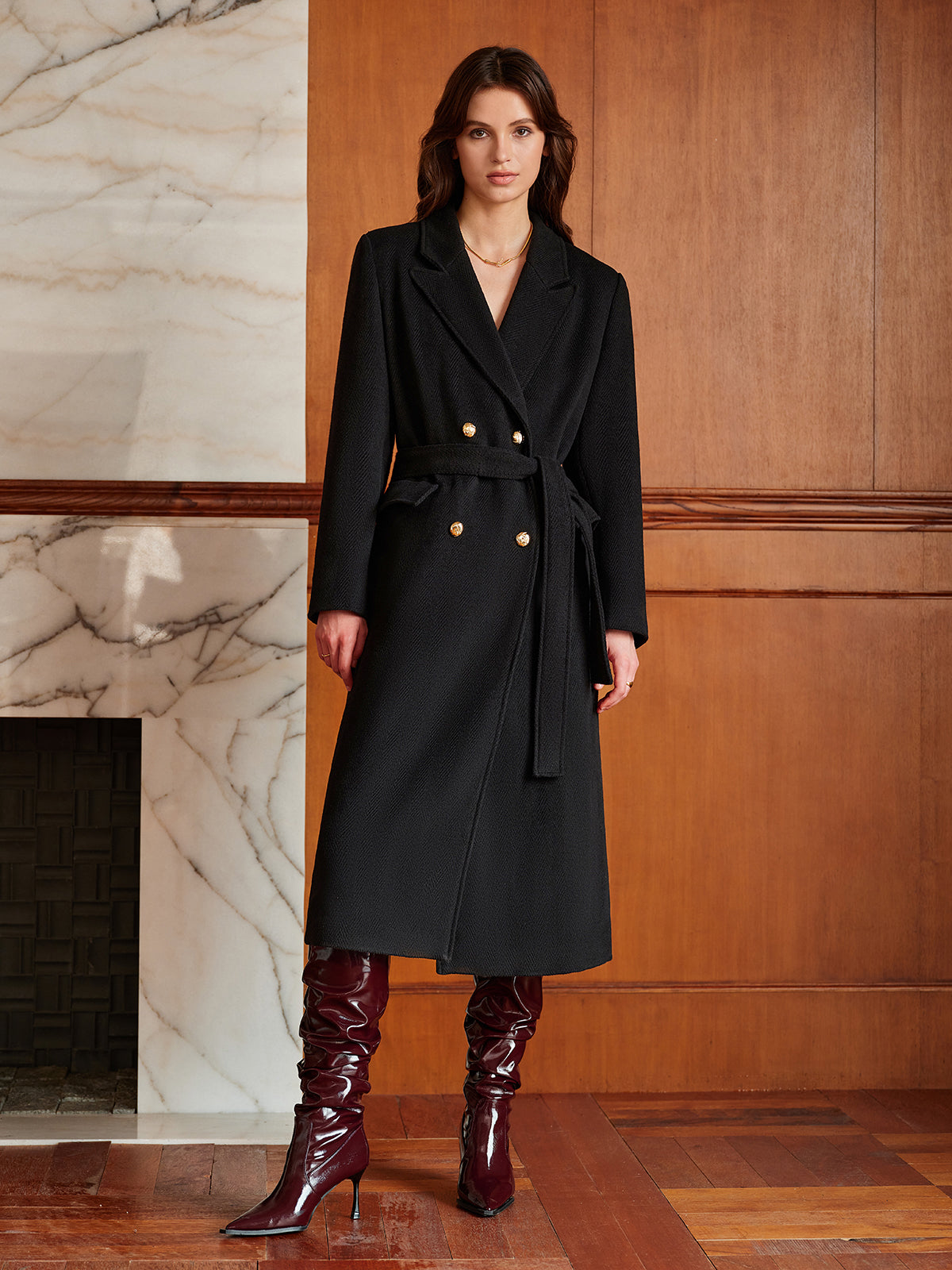 Elegant Lapel Belted Coat