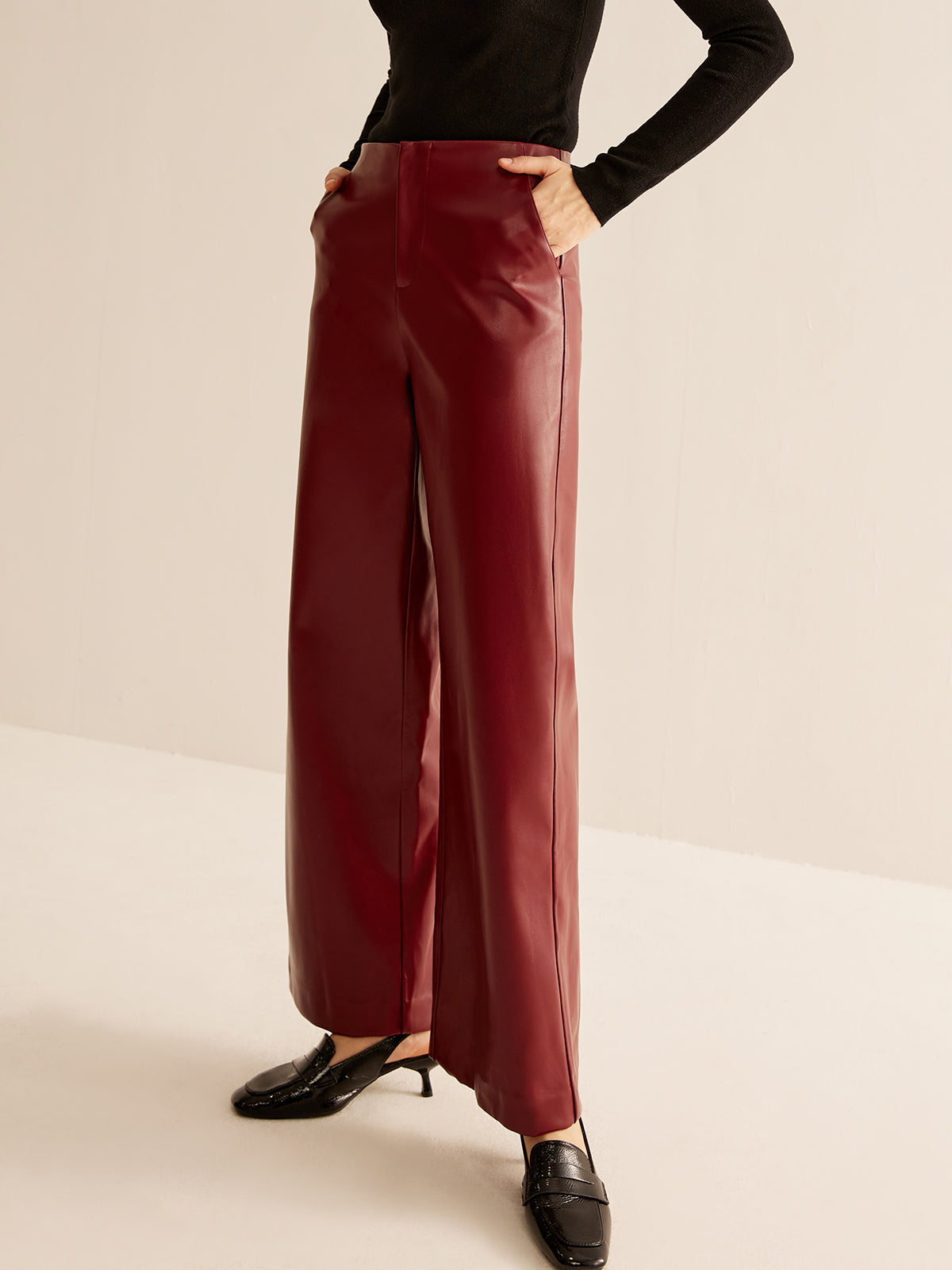 Retro Regular PU Leather Pants