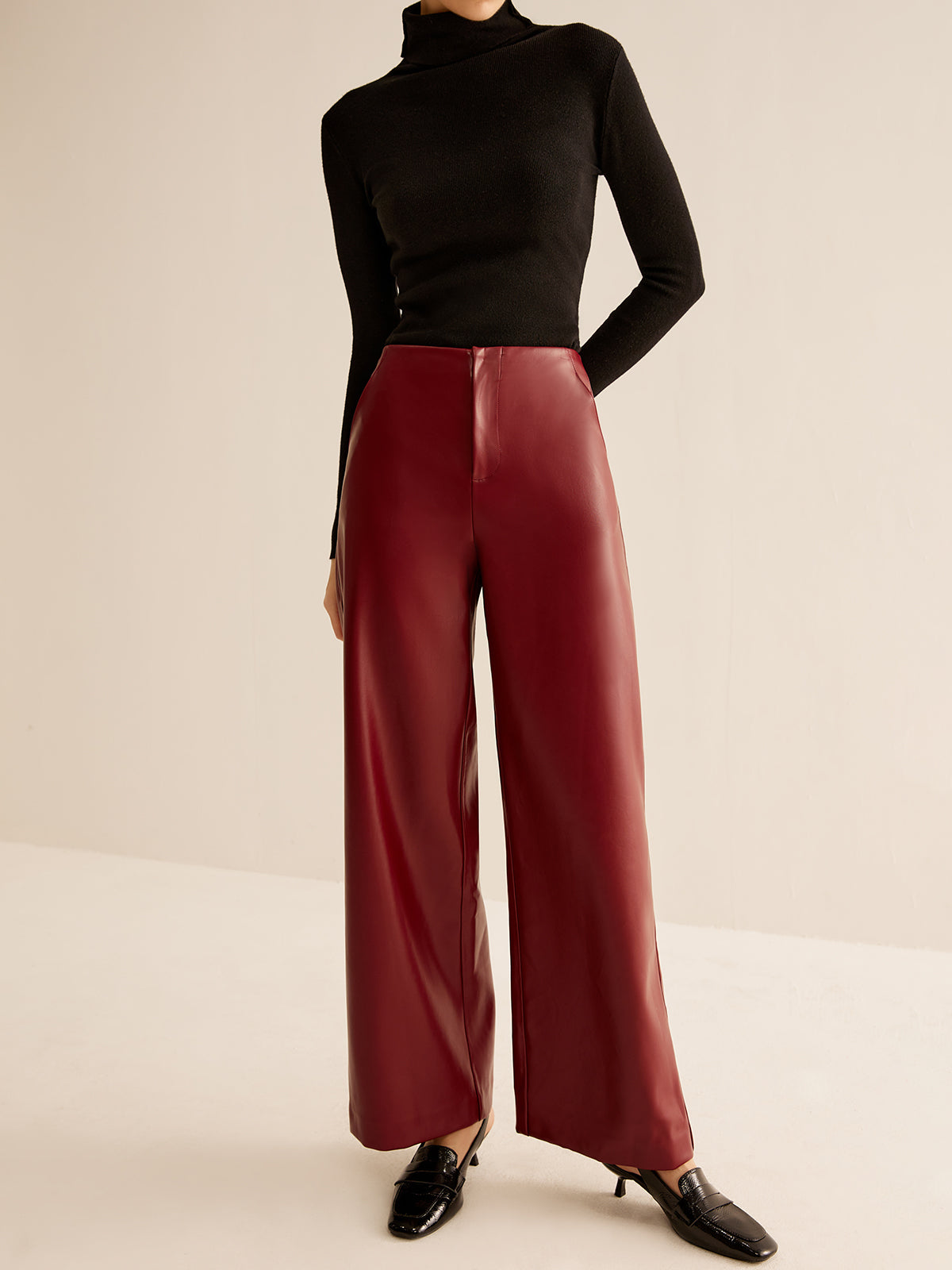 Retro Regular PU Leather Pants