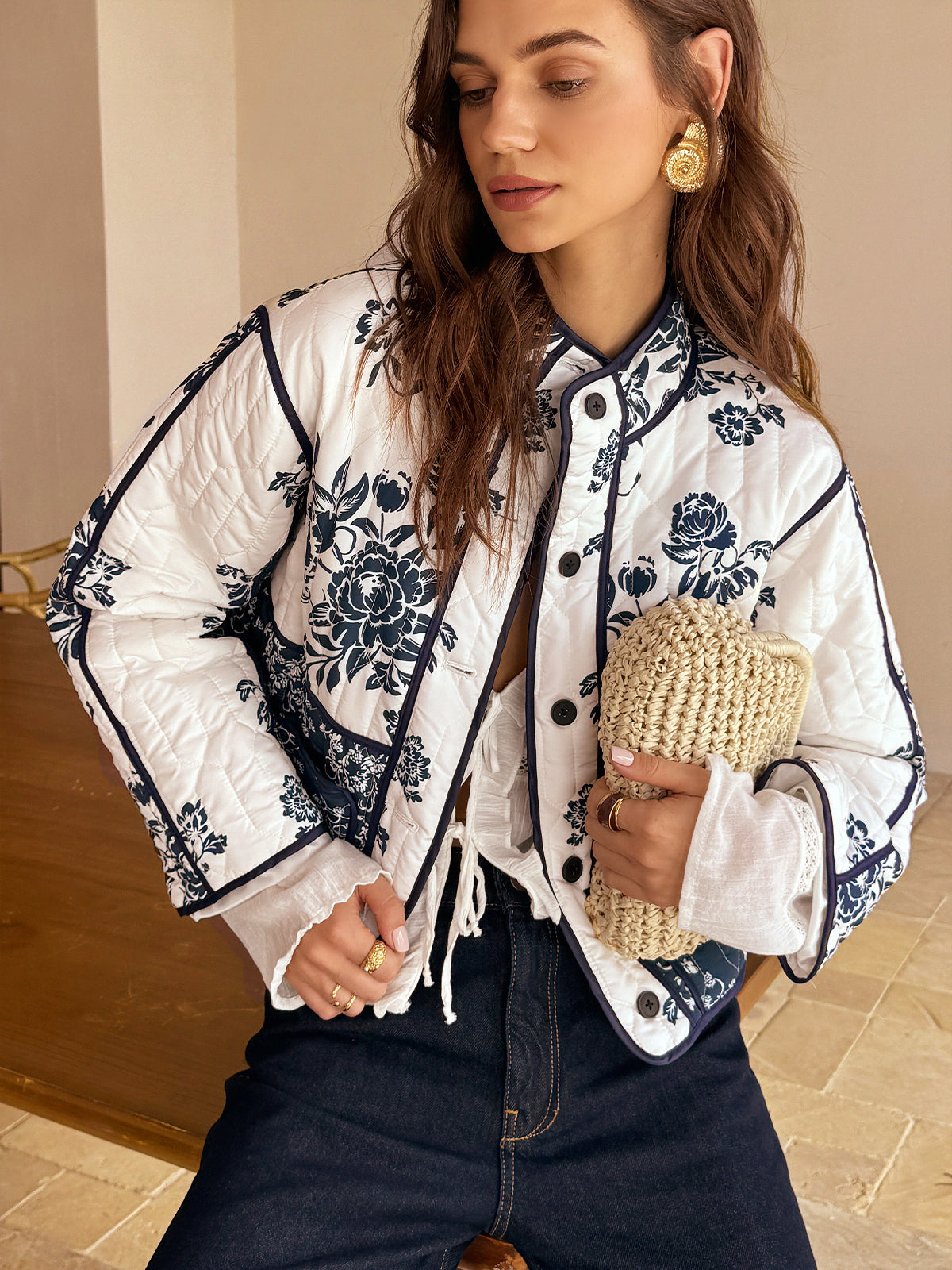 Boheme Printed Piping Cozy Jacket