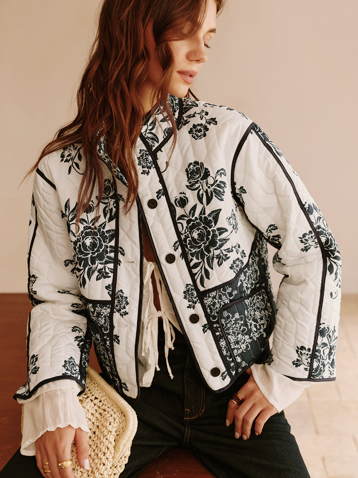 Boheme Printed Piping Cozy Jacket