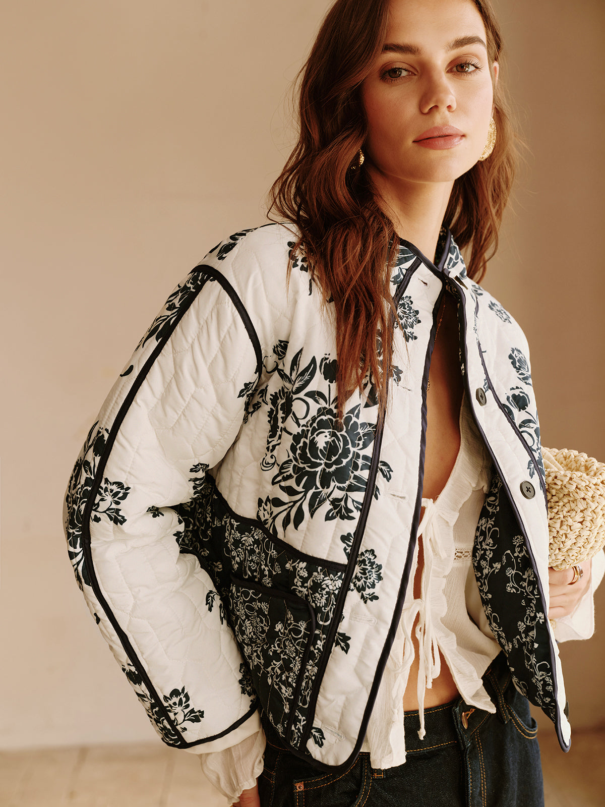 Boheme Printed Piping Cozy Jacket