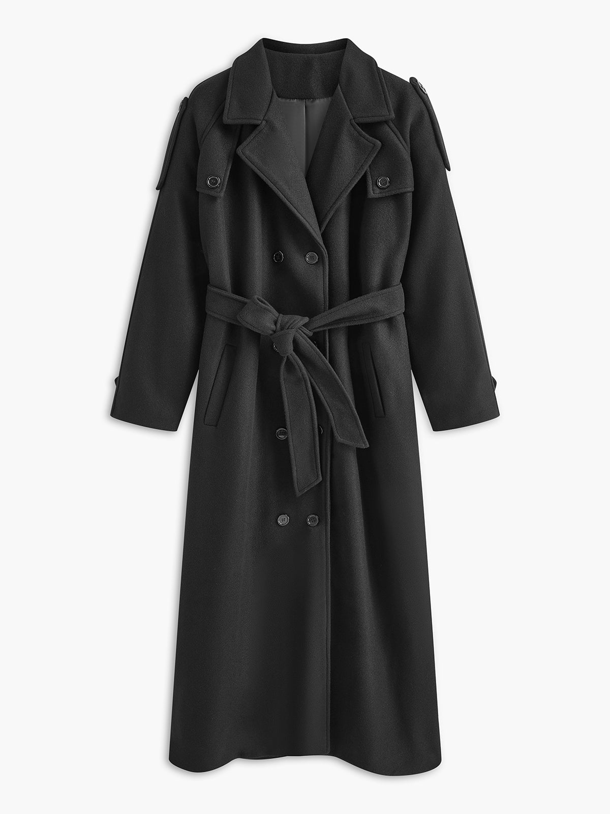 Versatile Plain Belted Long Coat