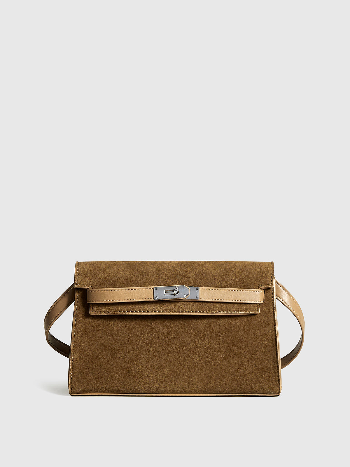 Belted-Decor Flap Shoulder Bag