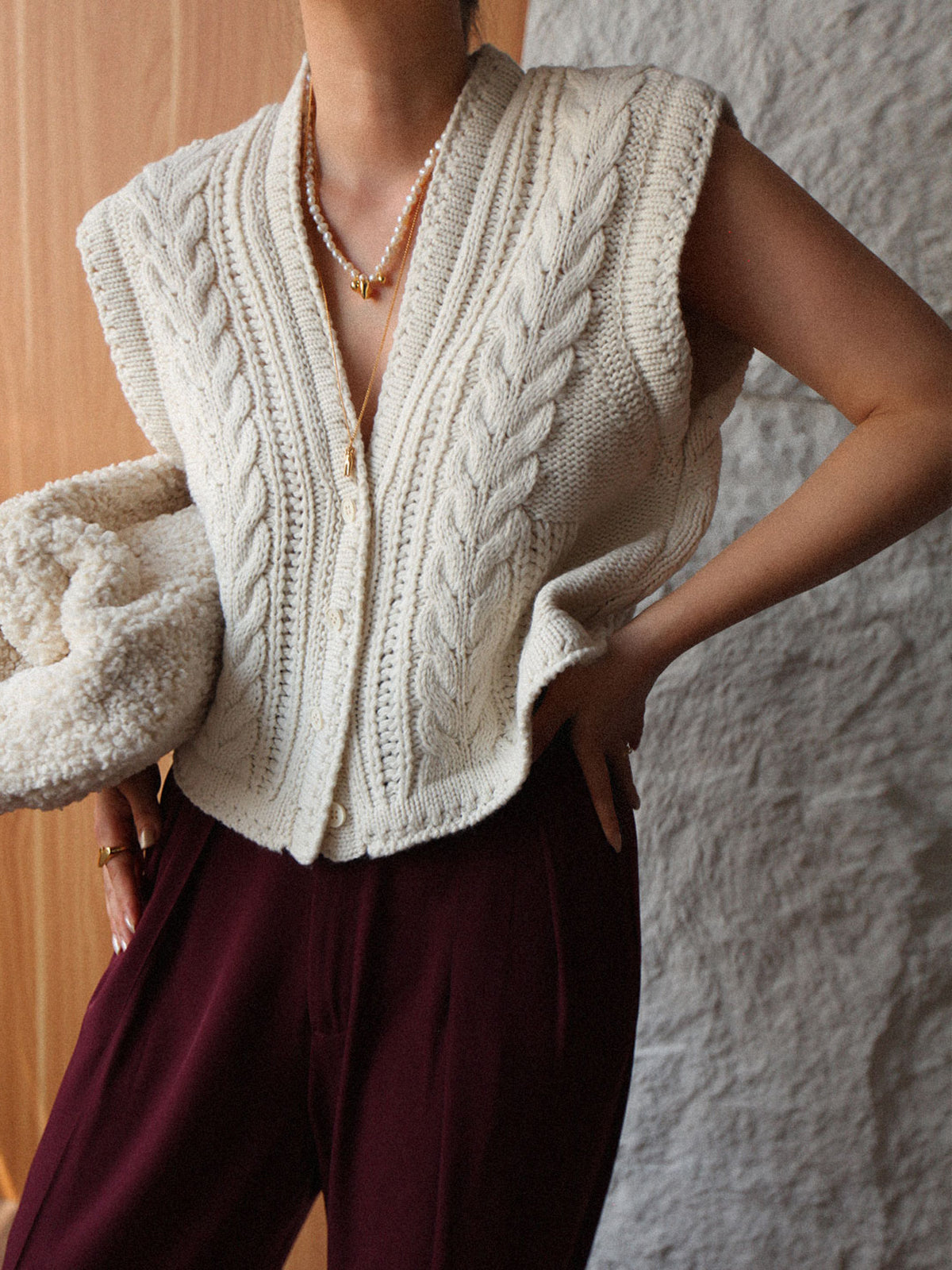 Chunky Knit V-Neck Button Cardigan